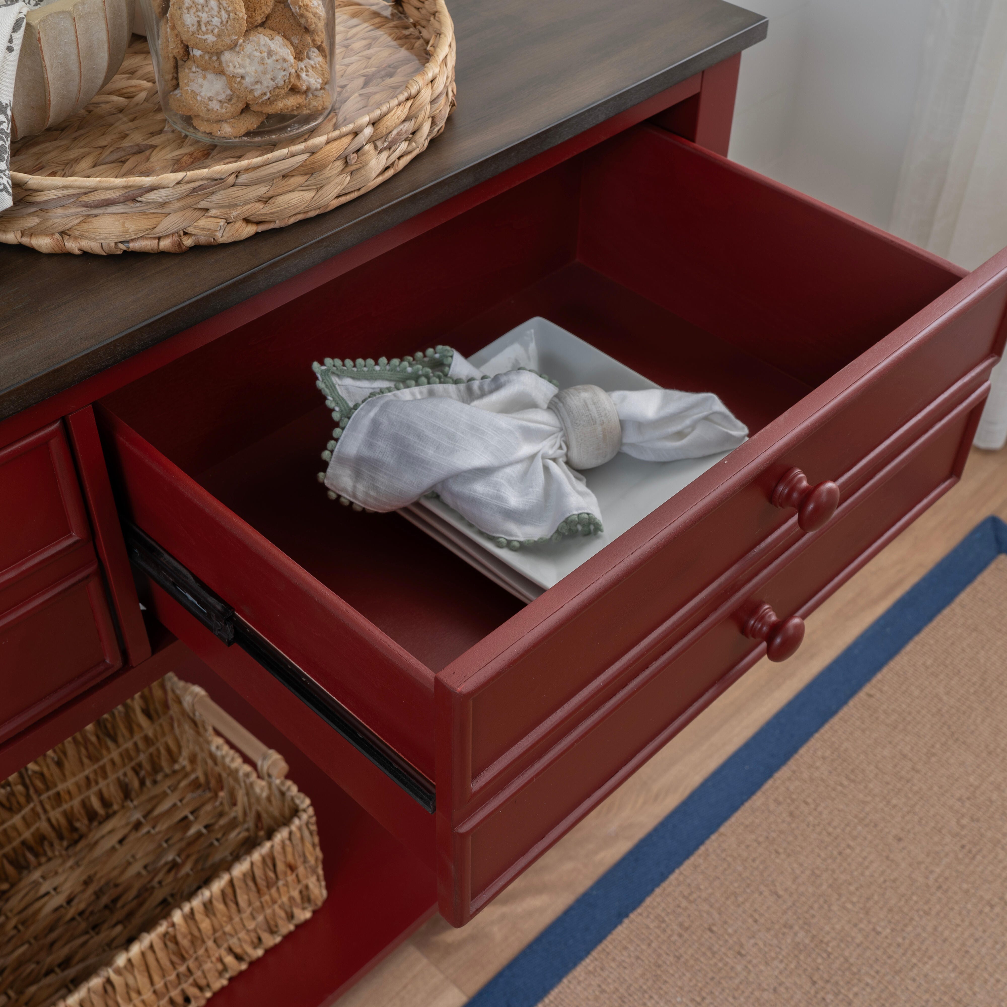Linon Aster Console Table, Red/Black, large