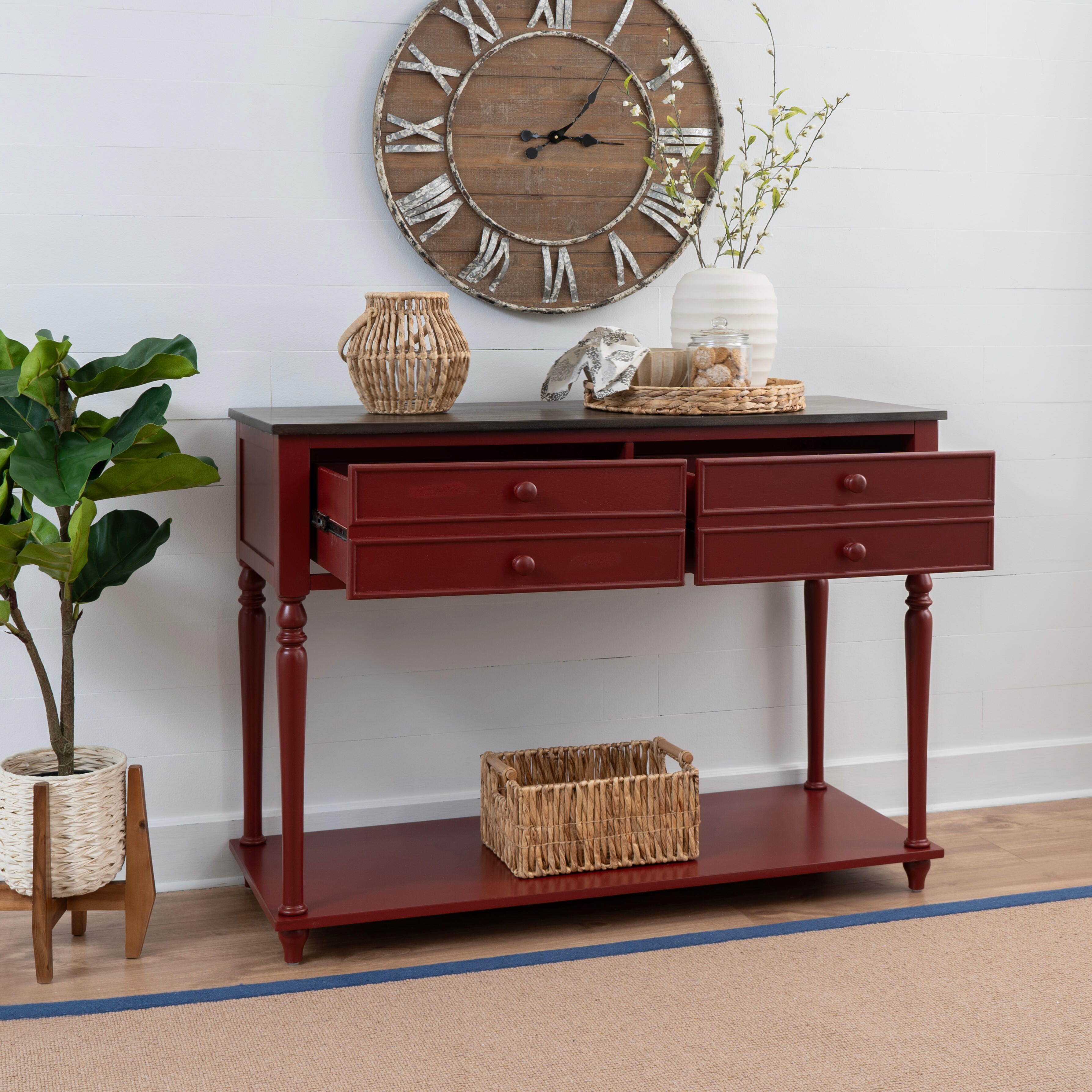 Linon Aster Console Table, Red/Black, large