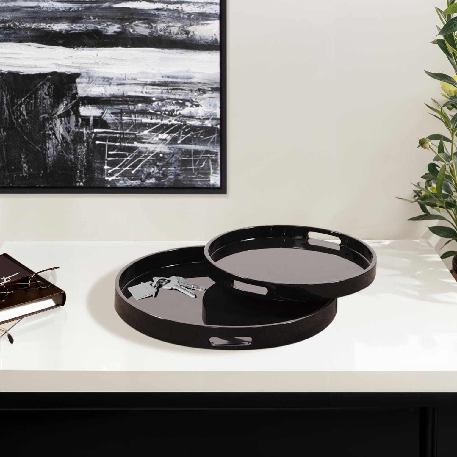 Howard Elliott Round Decorative Tray, , large
