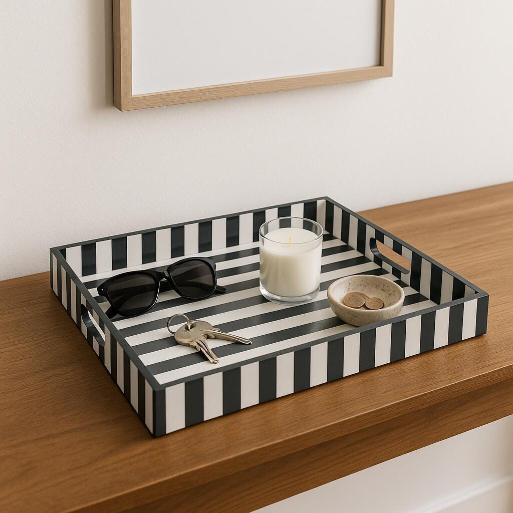 Howard Elliott Soho Decorative Tray, Navy Blue/White, rollover