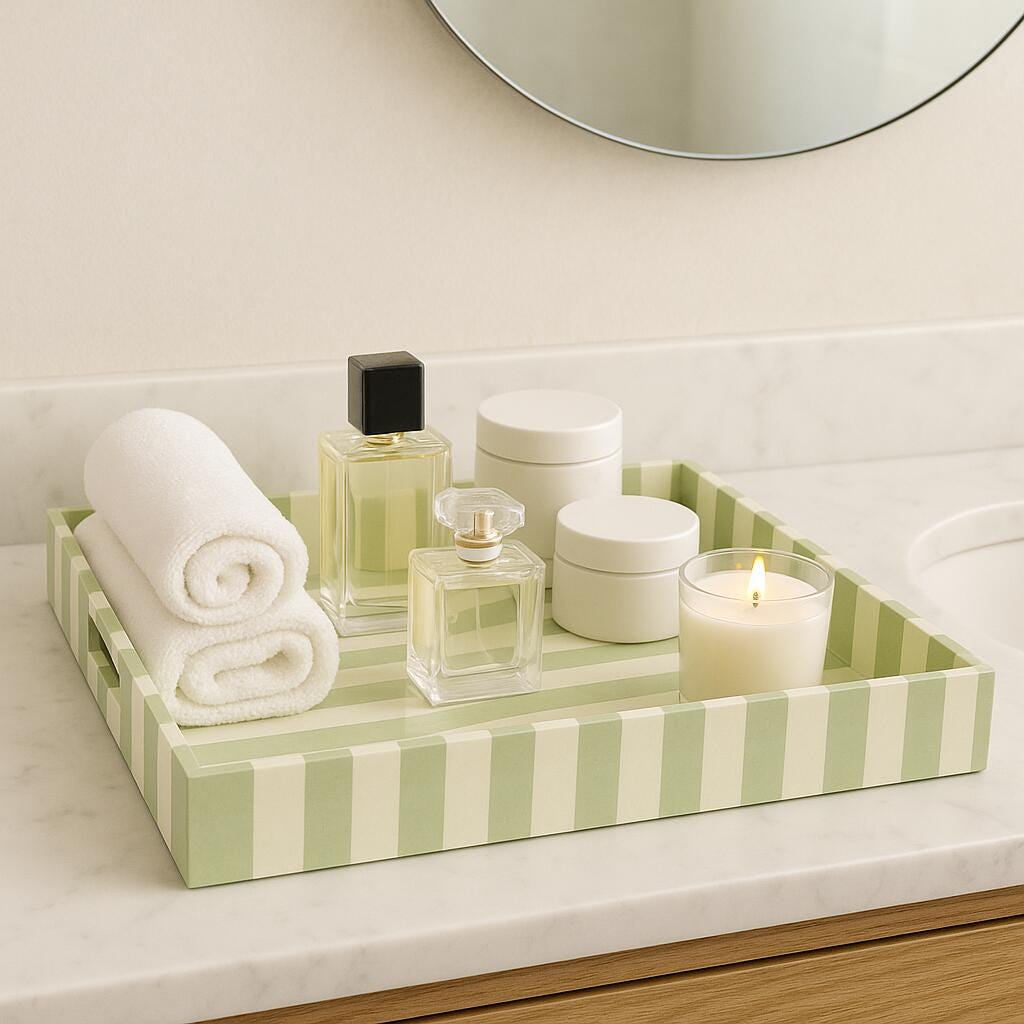 Howard Elliott Soho Decorative Tray, Lime Green/White, rollover