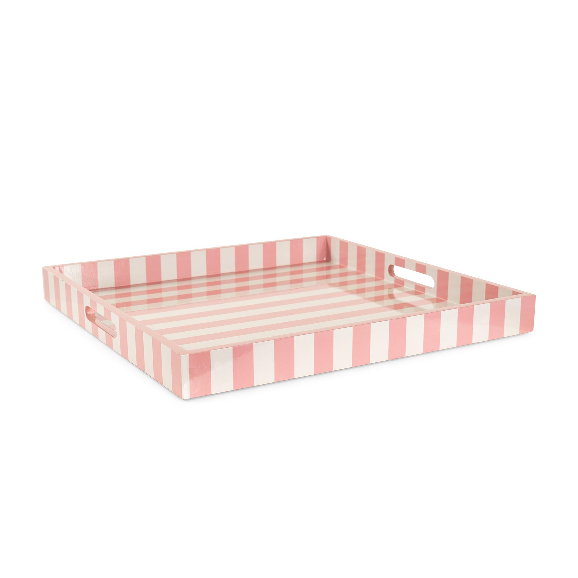 Howard Elliott Soho Decorative Tray, Rose Pink/White, large