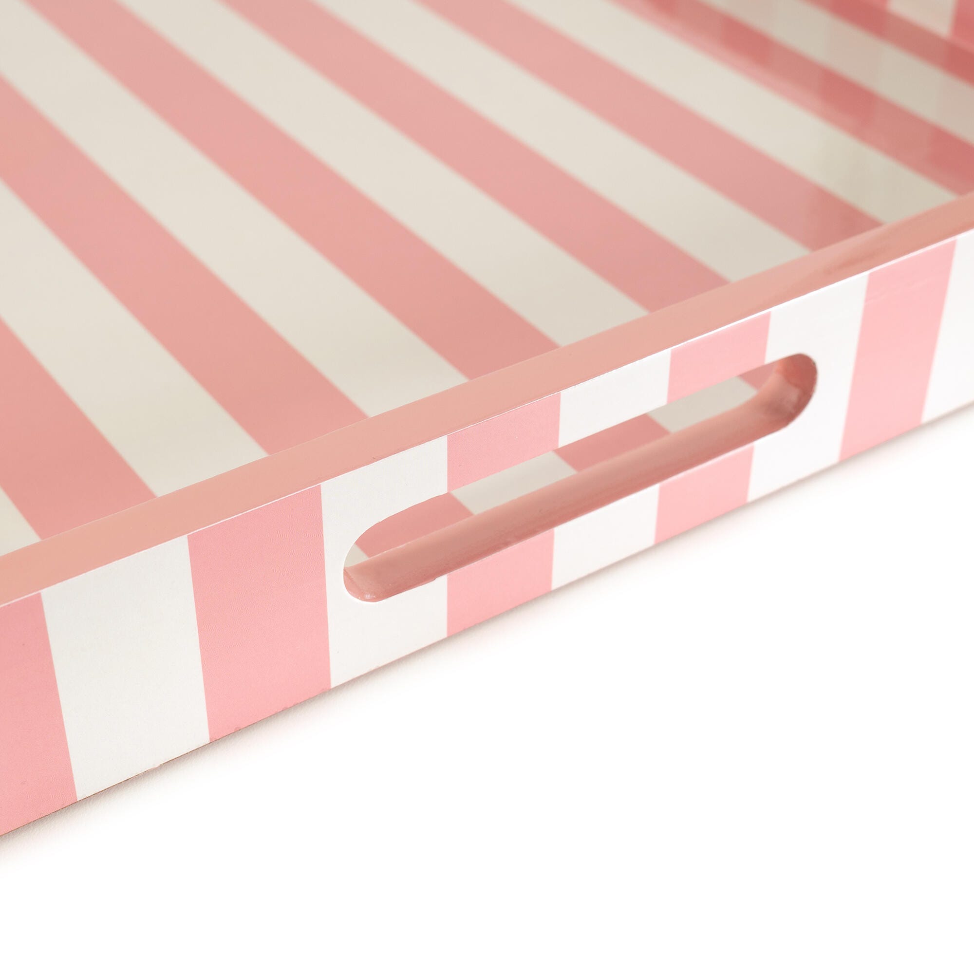 Howard Elliott Soho Decorative Tray, Rose Pink/White, large
