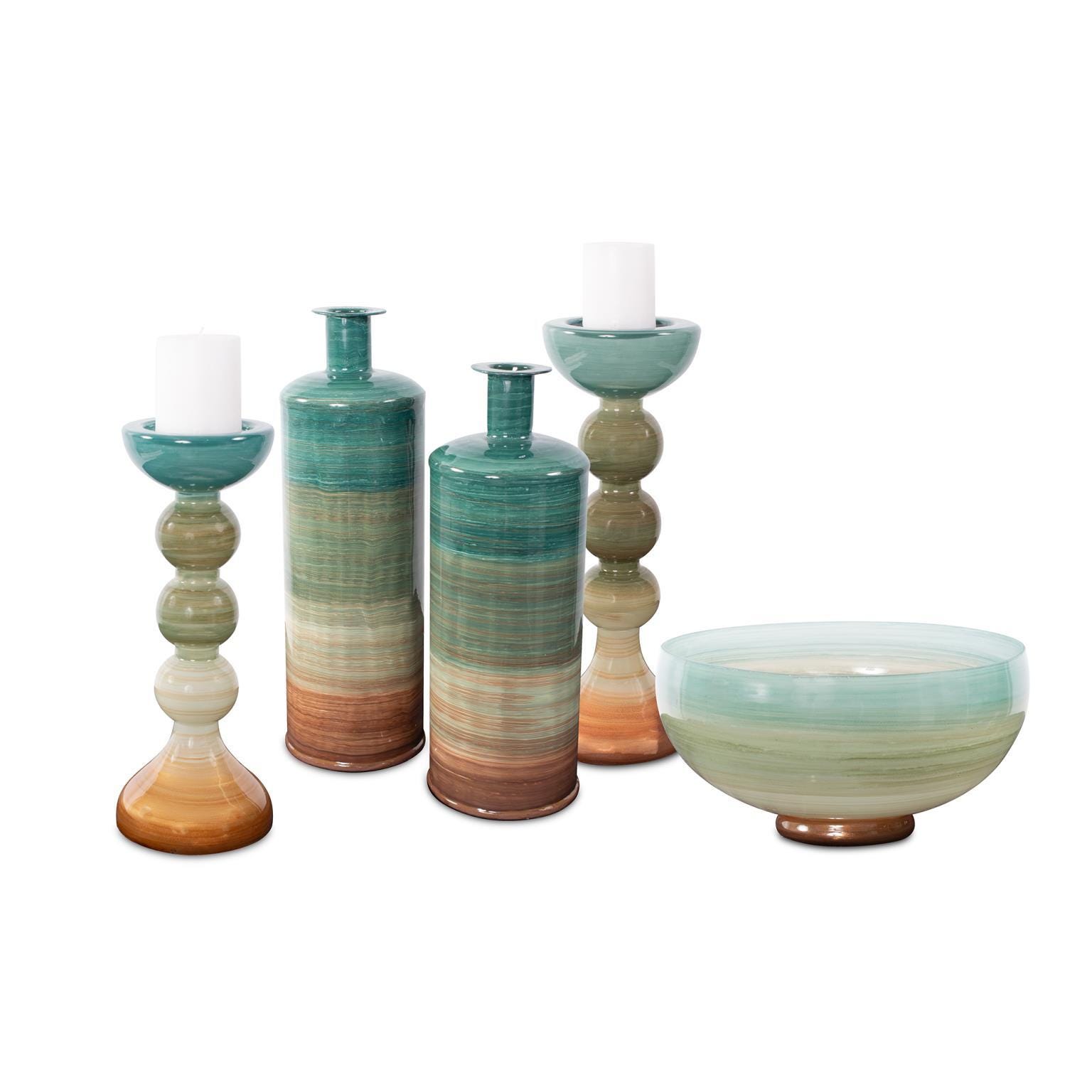 Howard Elliott The Capri Stripe Abstract Candle Holder, , large