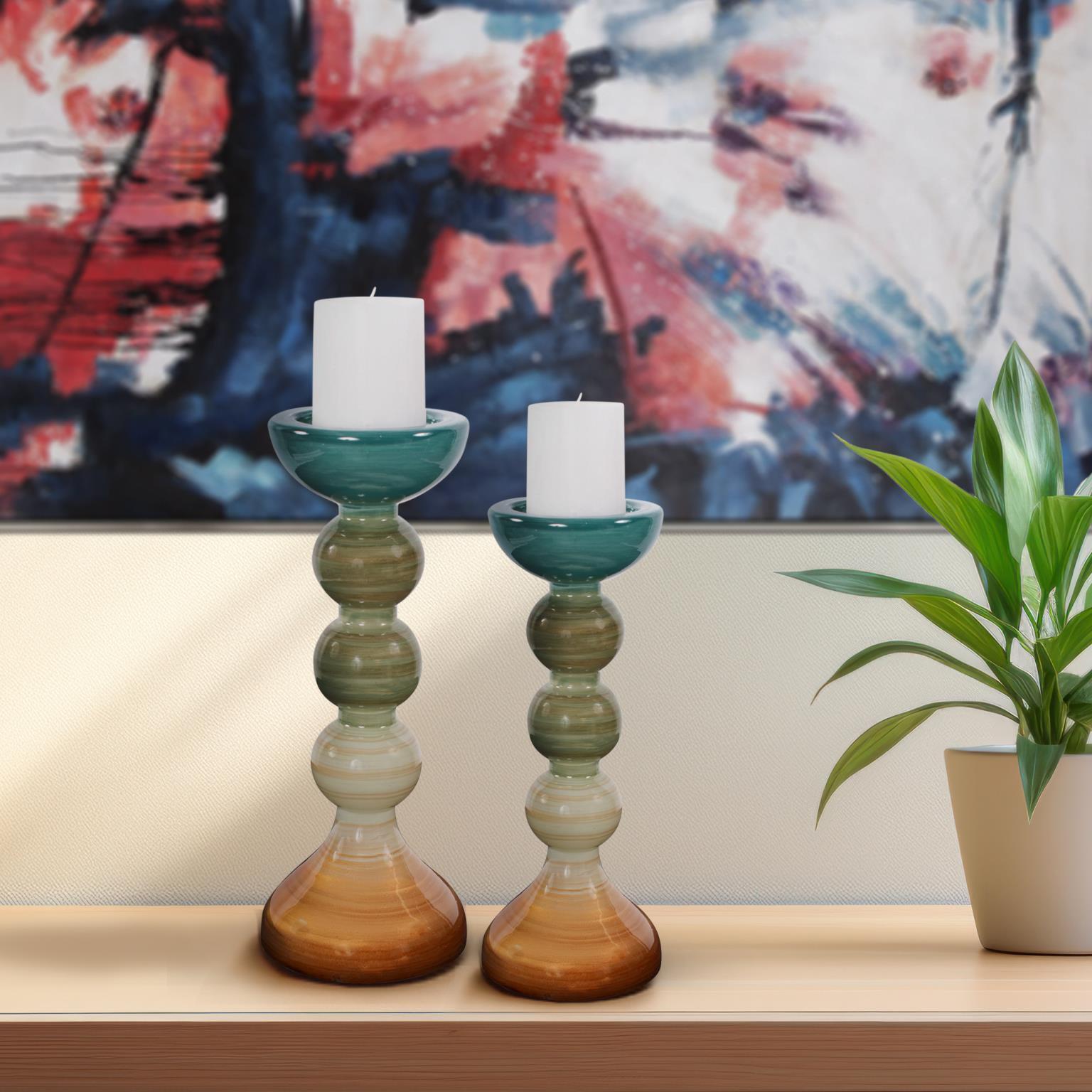 Howard Elliott The Capri Stripe Candle Holder, , rollover