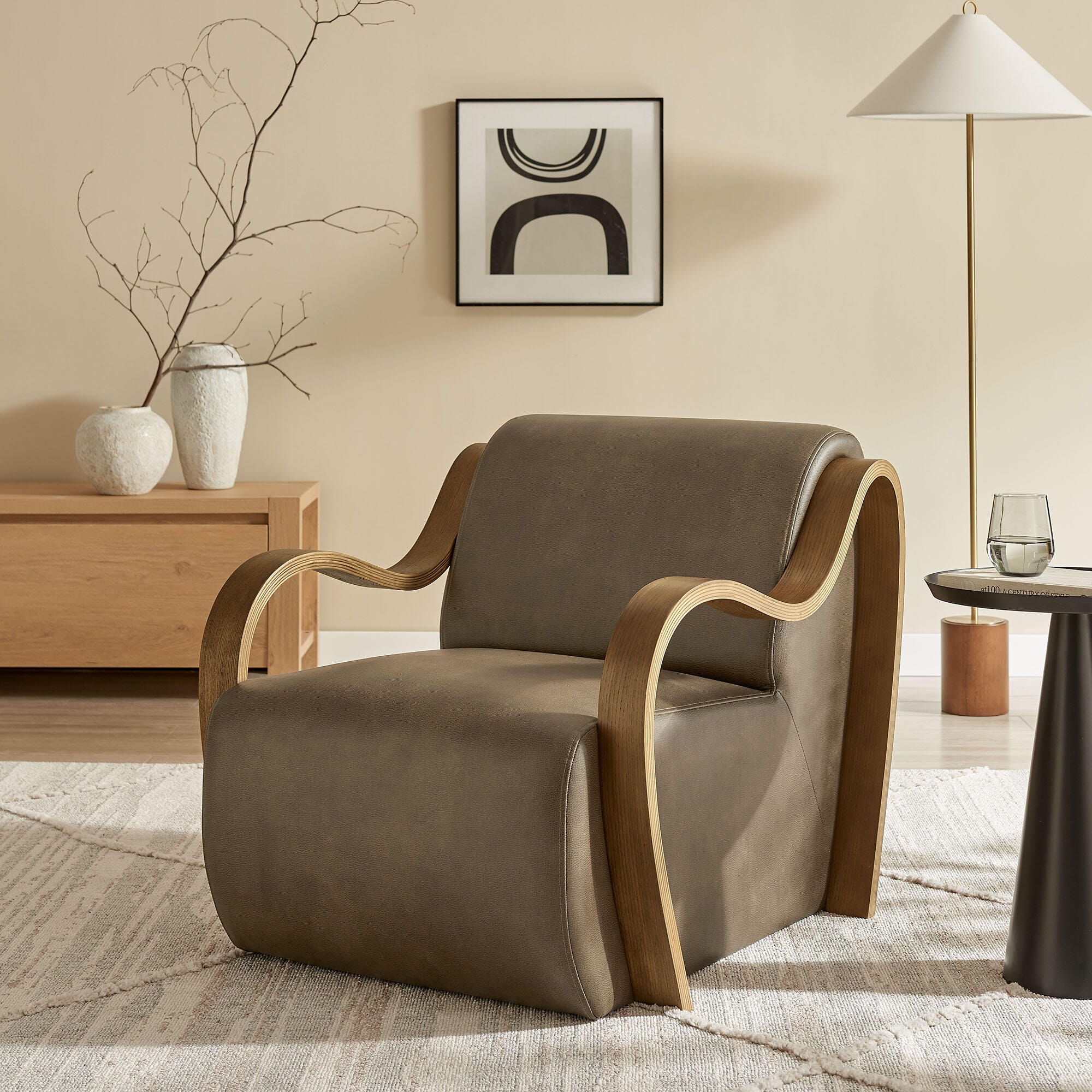 Modway Atrium Accent Chair, Mushroom, large