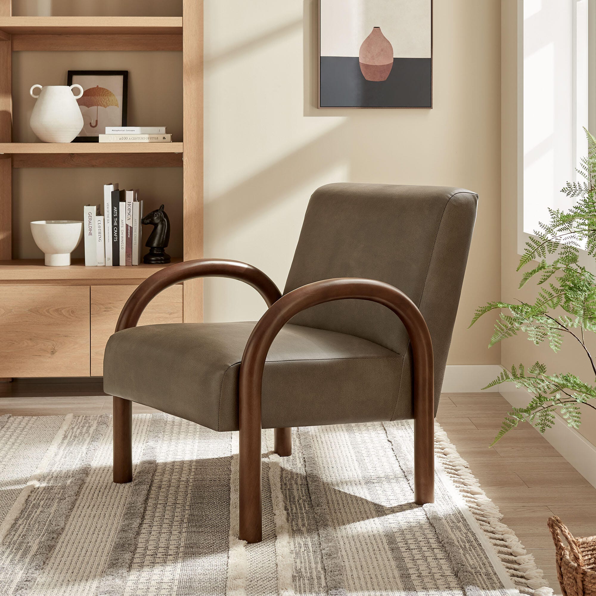 Modway Lunet Accent Chair, Mushroom, rollover