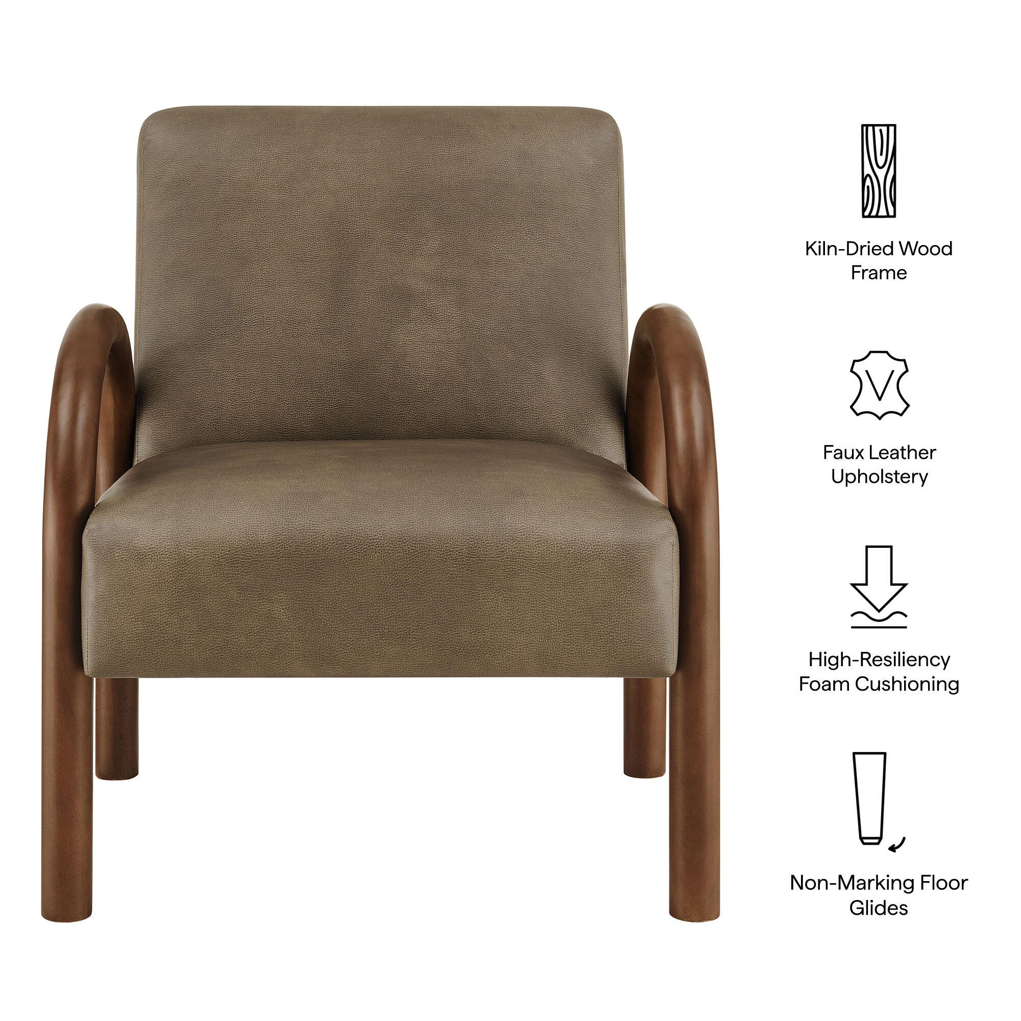 Modway Lunet Accent Chair, Mushroom, large