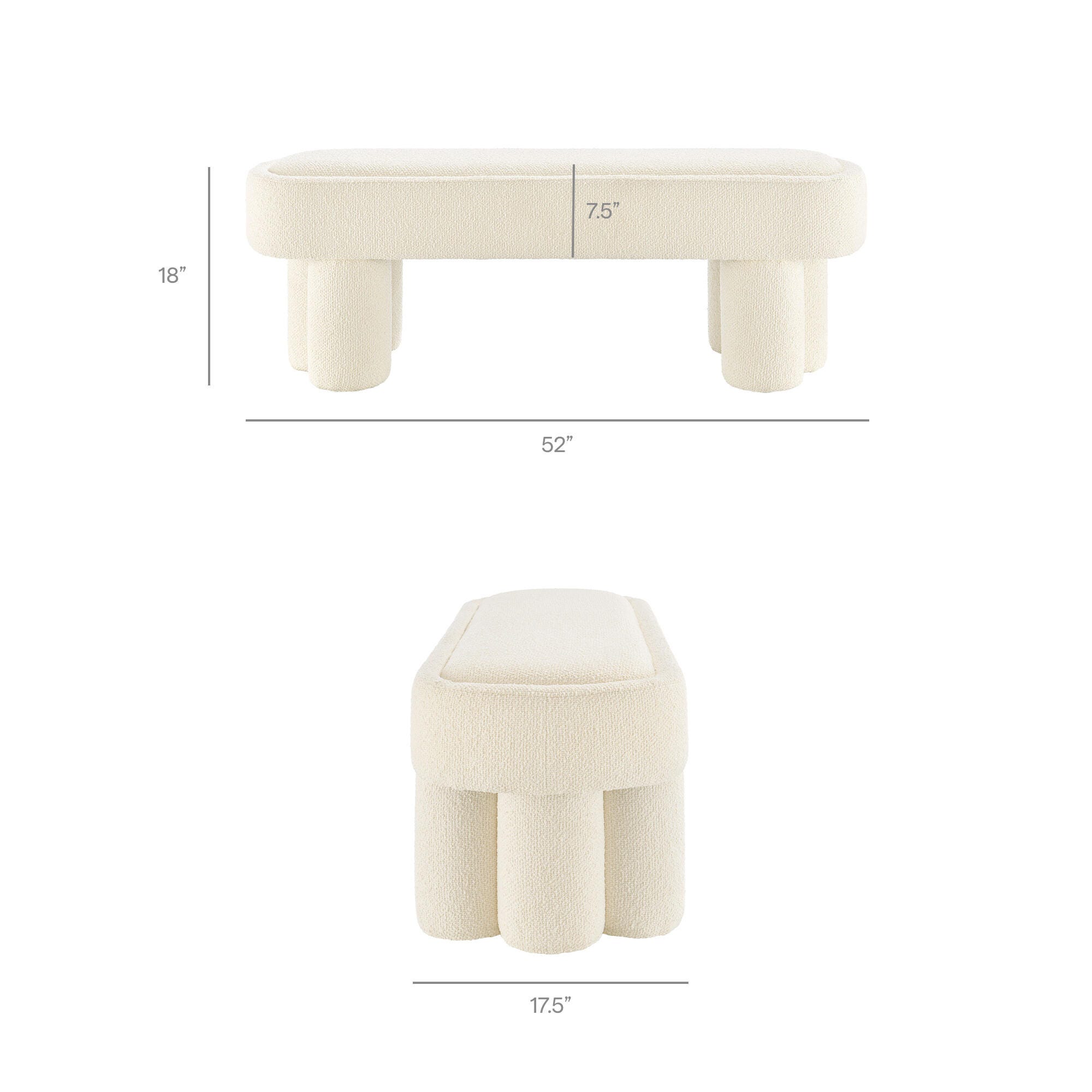 Modway Mossi Bench, Cream, large