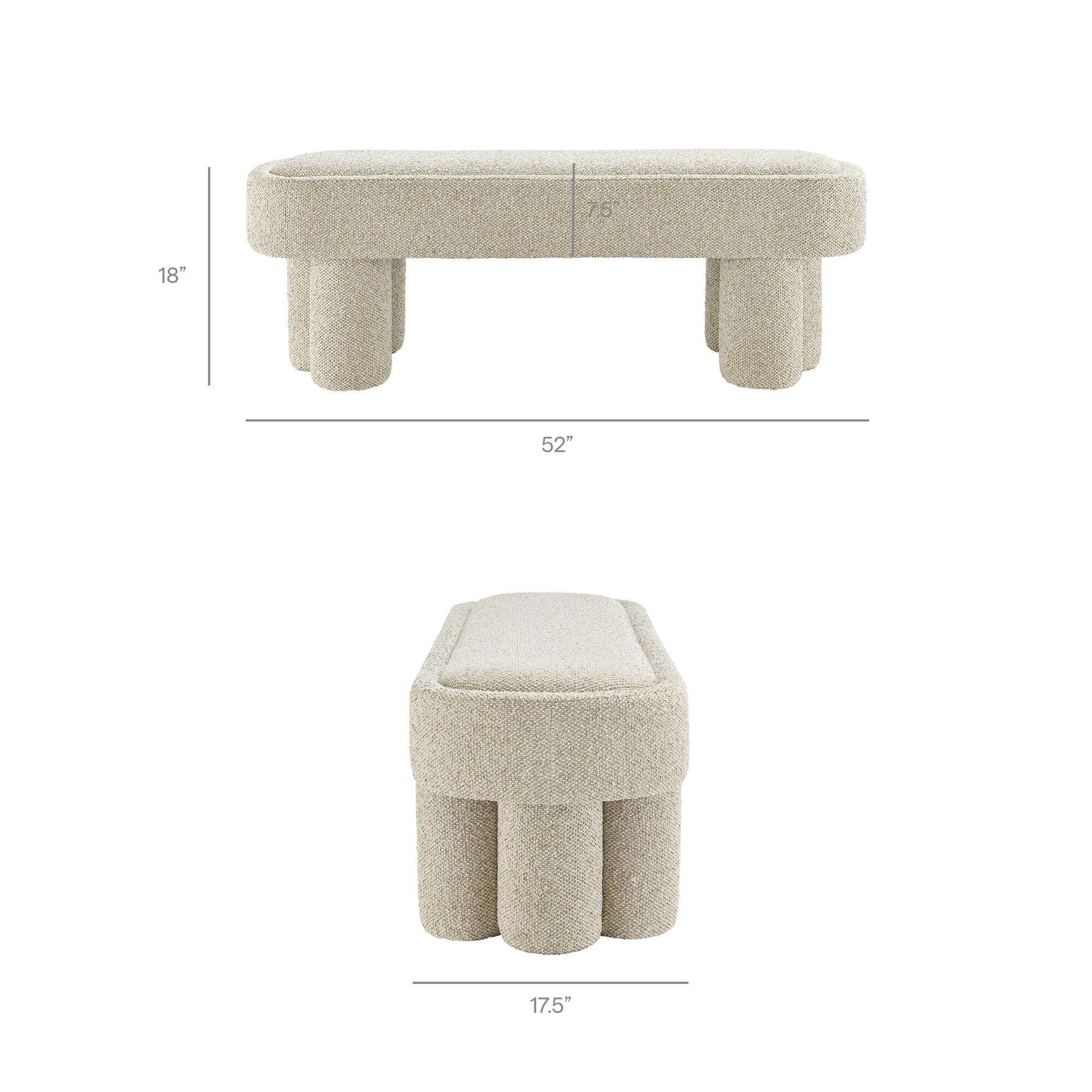 Modway Mossi Bench, Marble, large