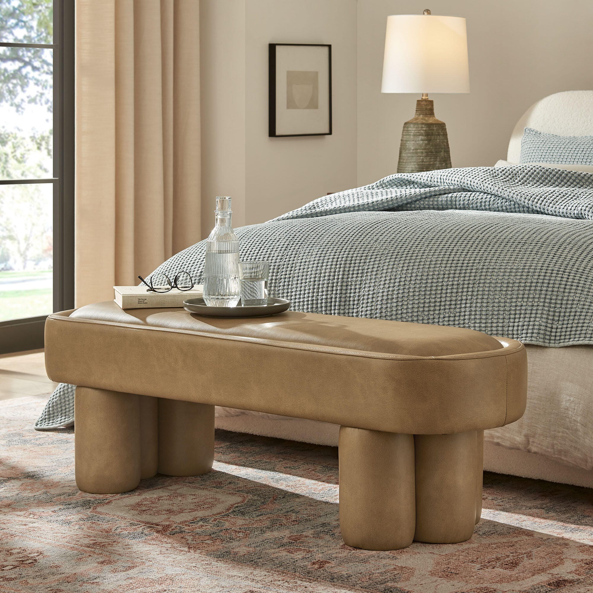 Modway Mossi Upholstered Oval Bench, Toast, rollover