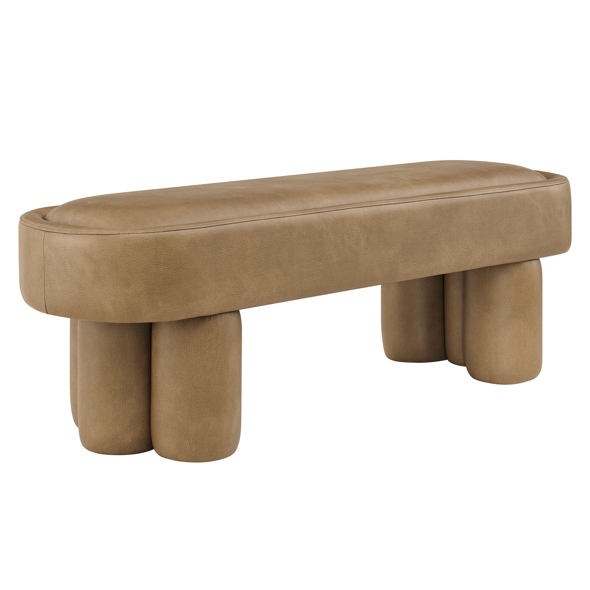 Modway Mossi Upholstered Oval Bench, Toast, large
