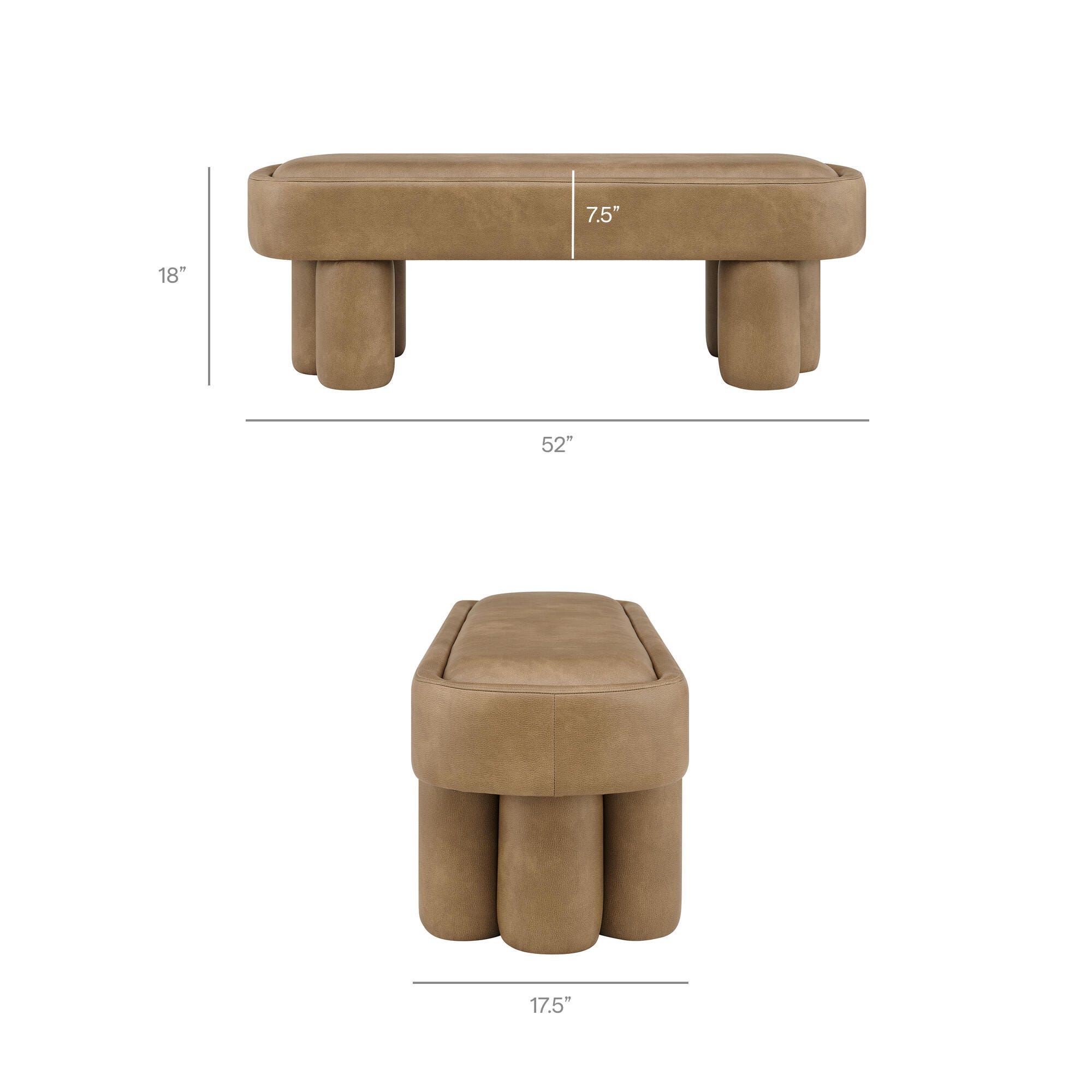 Modway Mossi Upholstered Oval Bench, Toast, large