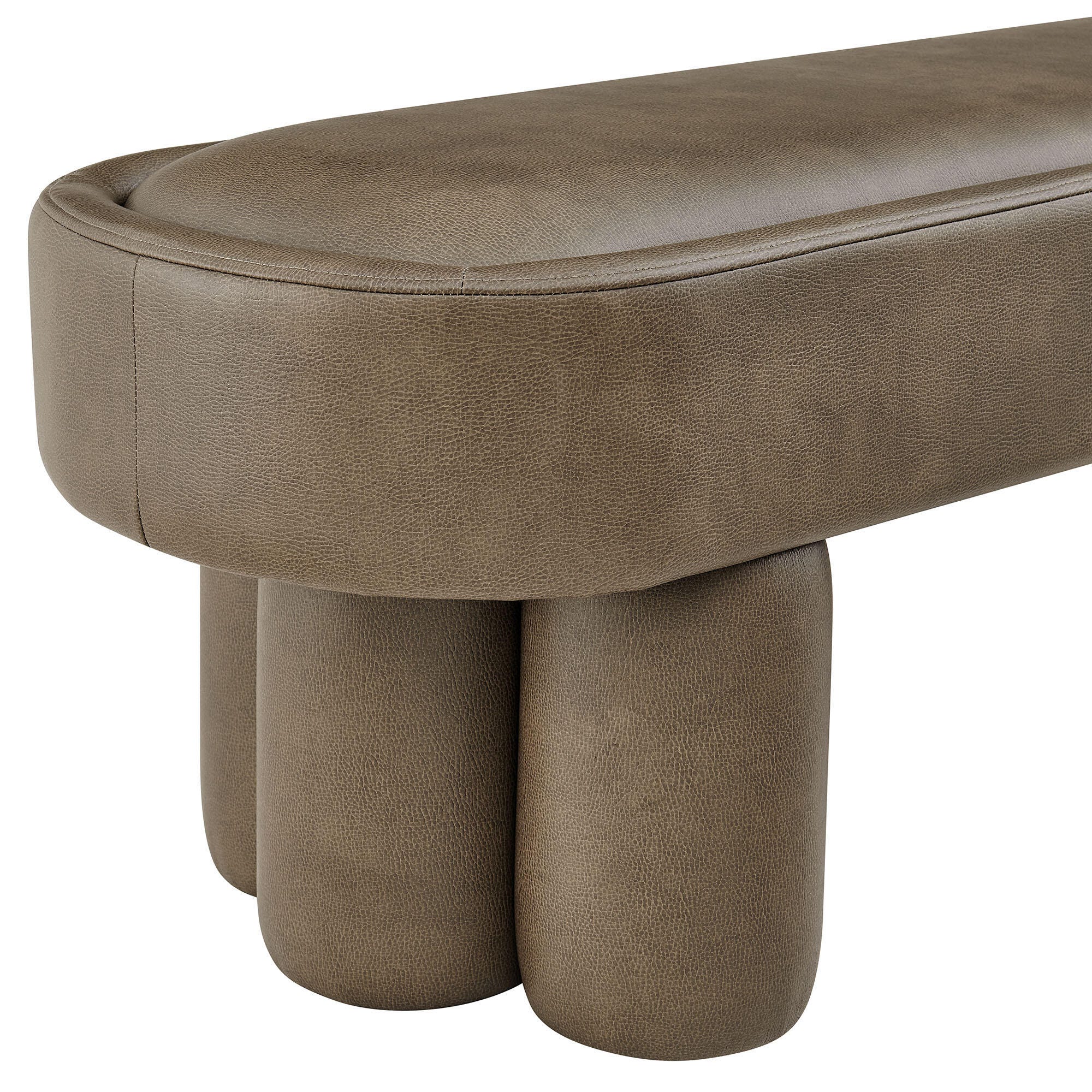 Modway Mossi Upholstered Oval Bench, Mushroom, large
