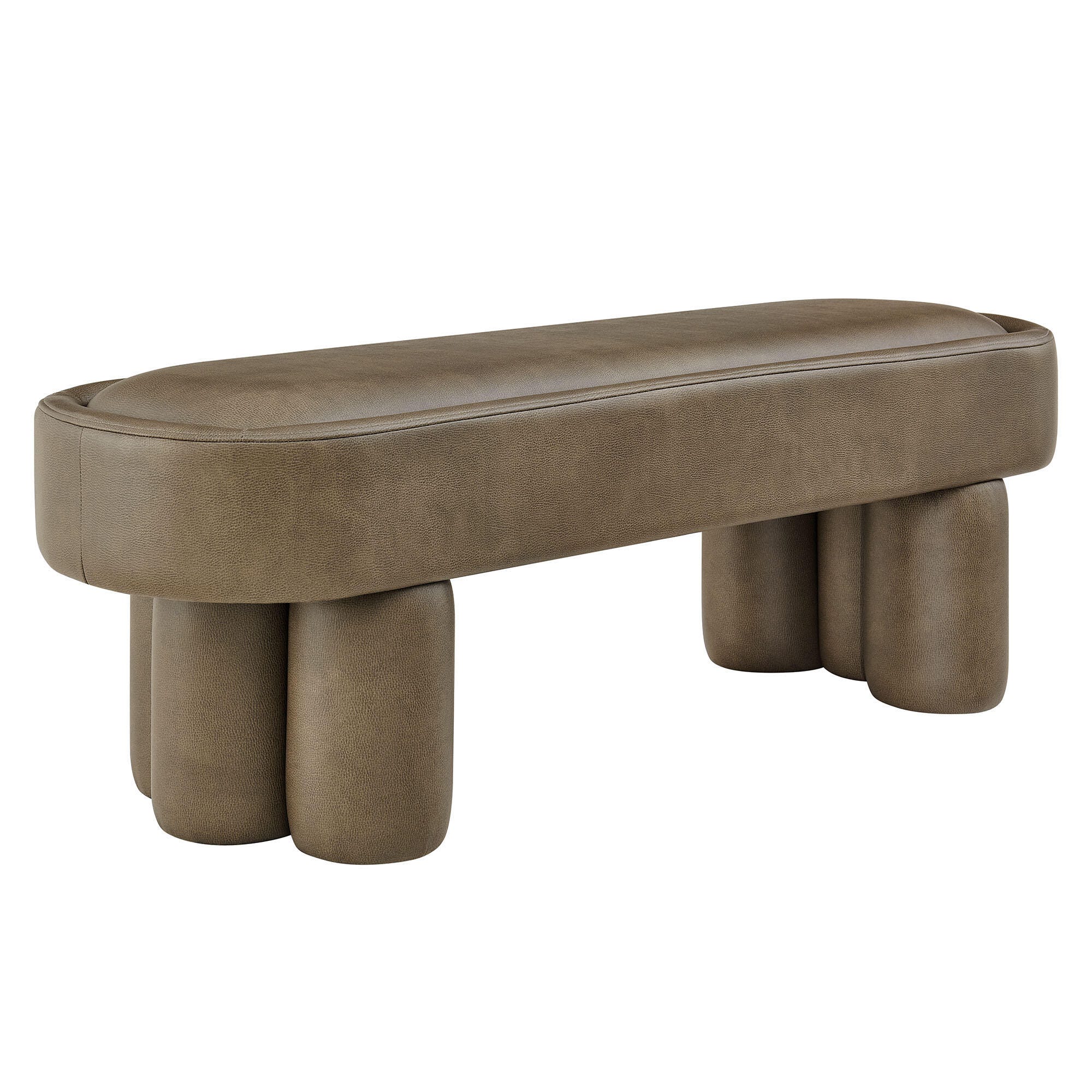 Modway Mossi Upholstered Oval Bench, Mushroom, large