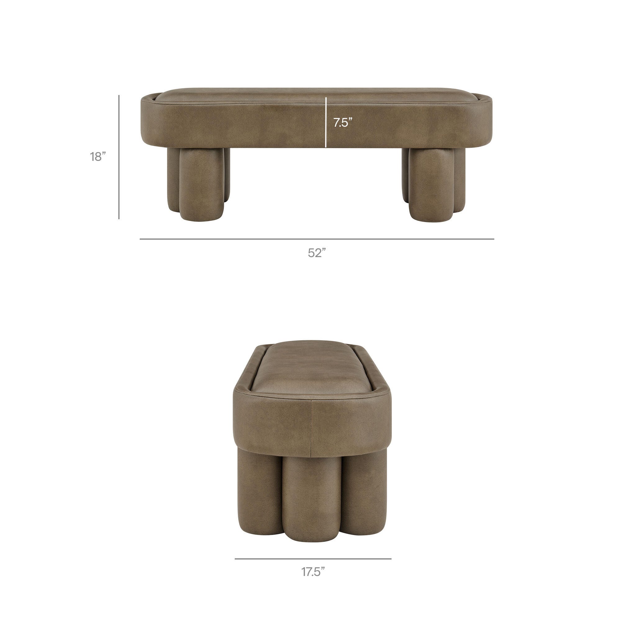 Modway Mossi Upholstered Oval Bench, Mushroom, large