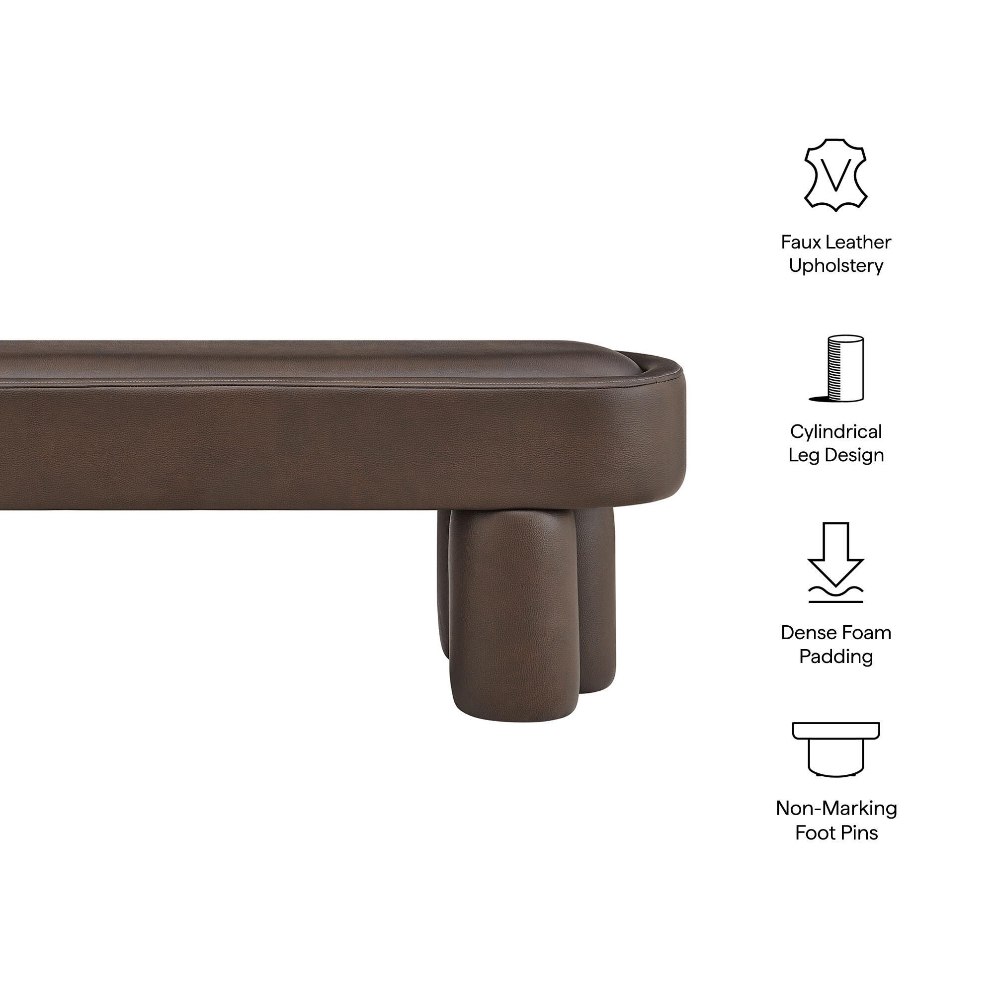 Modway Mossi Upholstered Oval Bench, Espresso, large