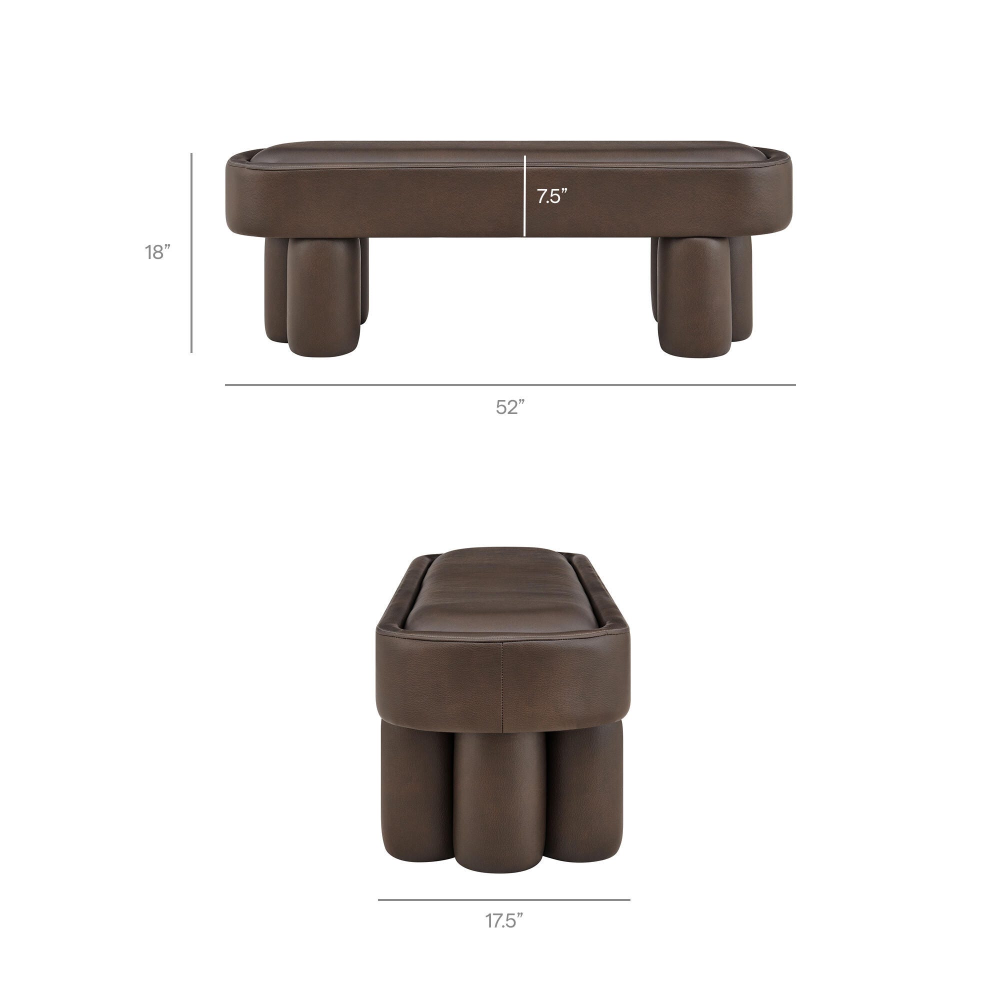 Modway Mossi Upholstered Oval Bench, Espresso, large