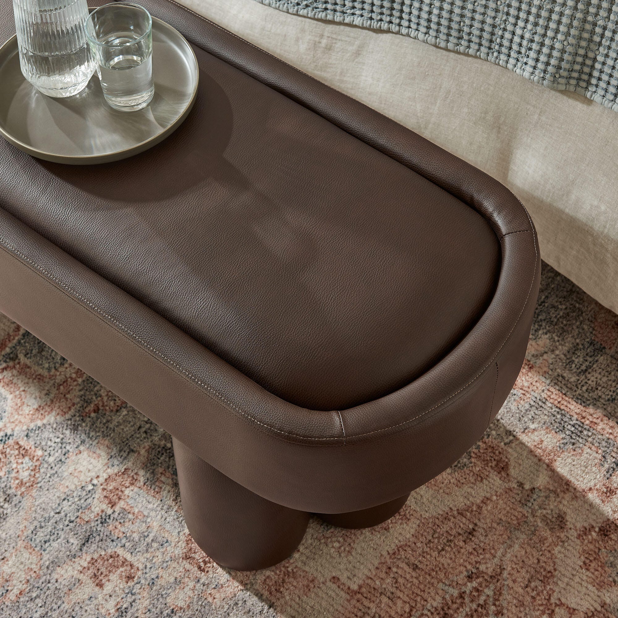 Modway Mossi Upholstered Oval Bench, Espresso, large