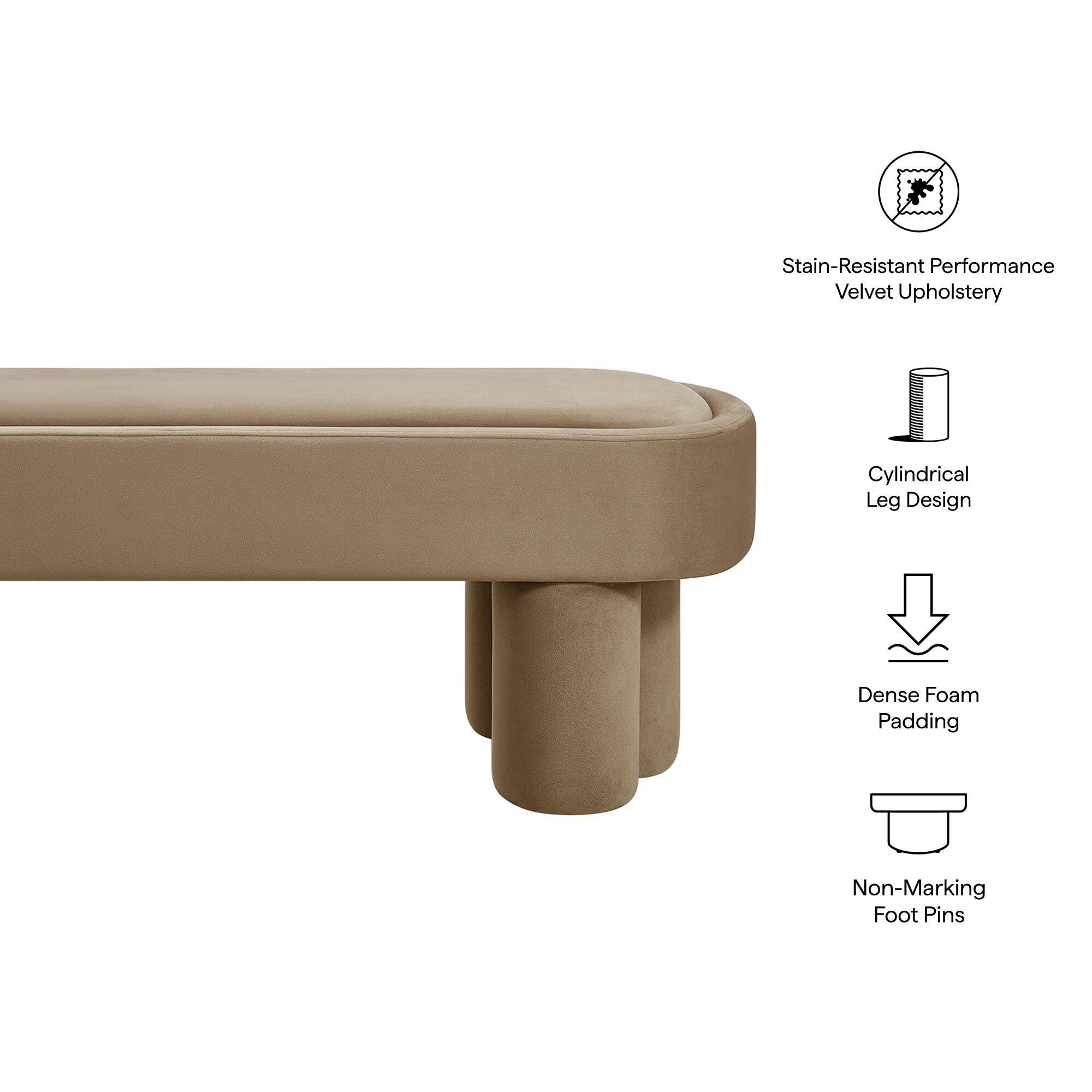 Modway Mossi Accent Bench, Taupe, large