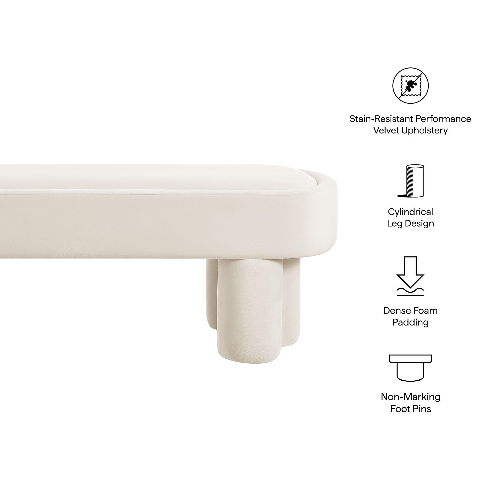 Modway Mossi Accent Bench, Alabster, large