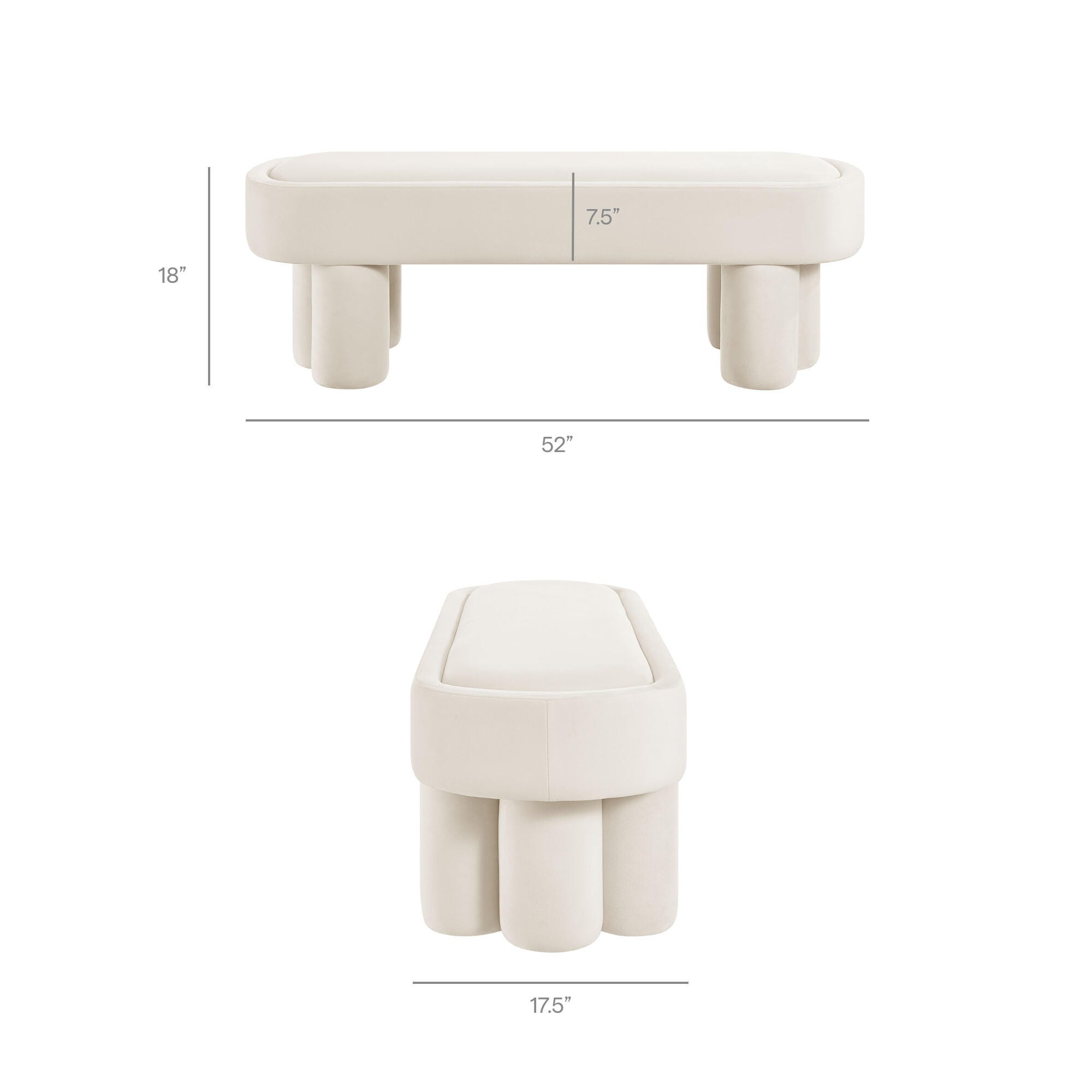 Modway Mossi Accent Bench, Alabster, large