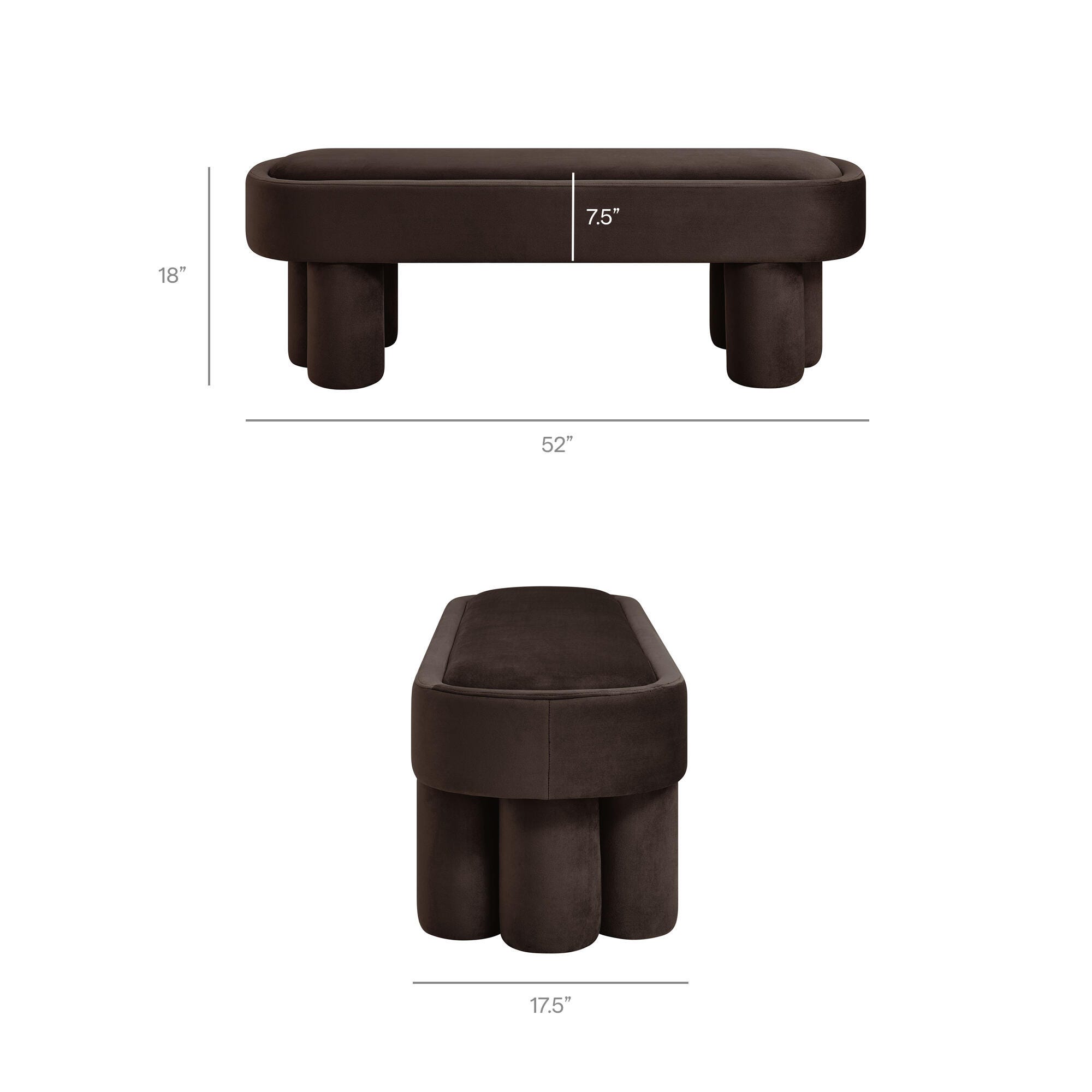 Modway Mossi Accent Bench, Chocolate Brown, large