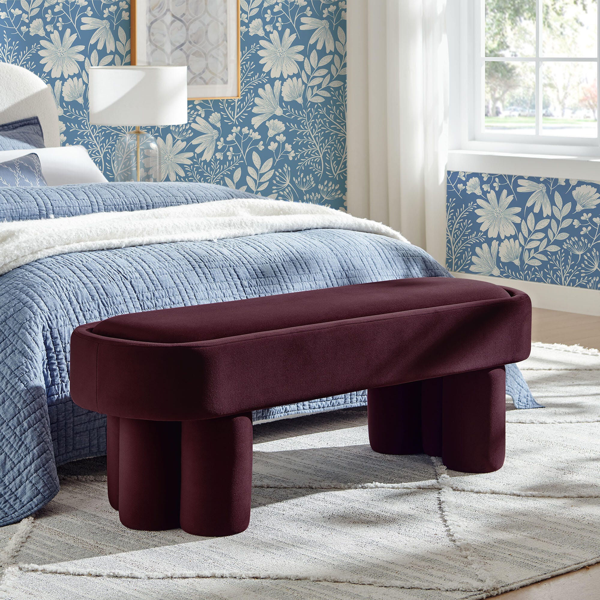 Modway Mossi Accent Bench, Mulberry, rollover