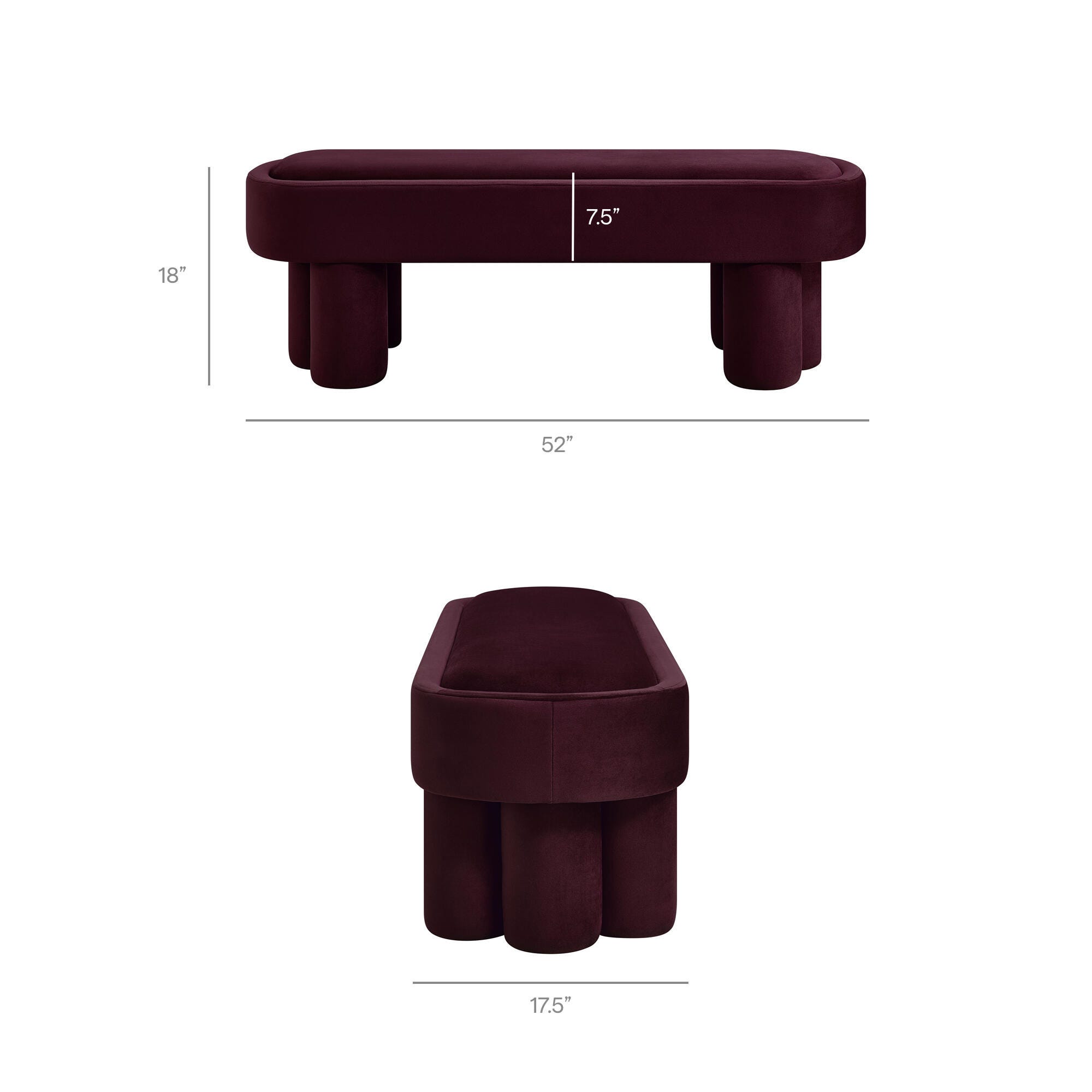 Modway Mossi Accent Bench, Mulberry, large