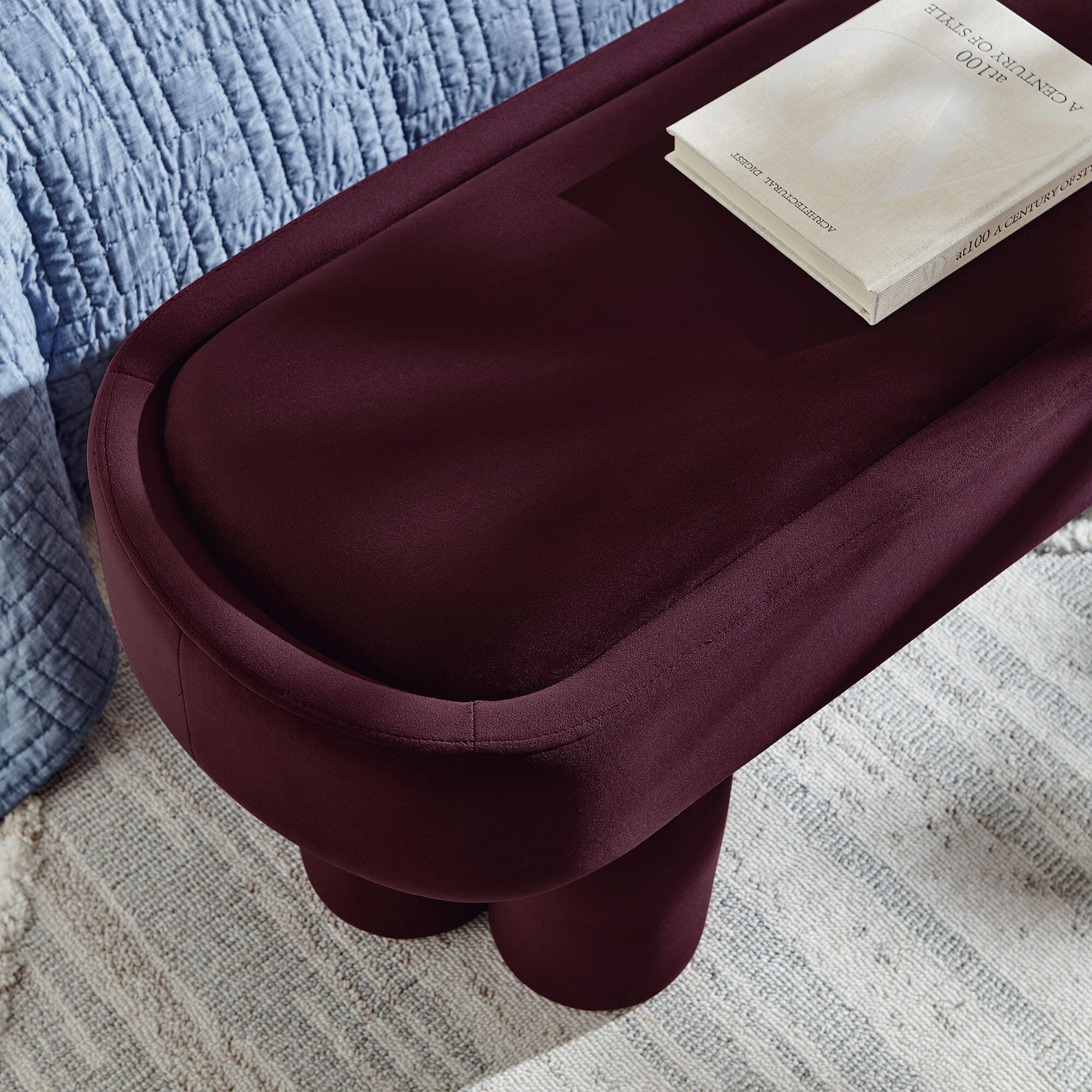 Modway Mossi Accent Bench, Mulberry, large