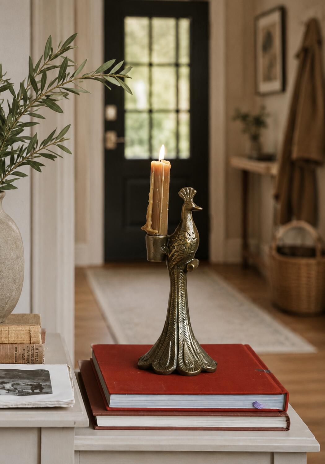 Storied Home Peacock Shaped Taper Candle Holder, , rollover