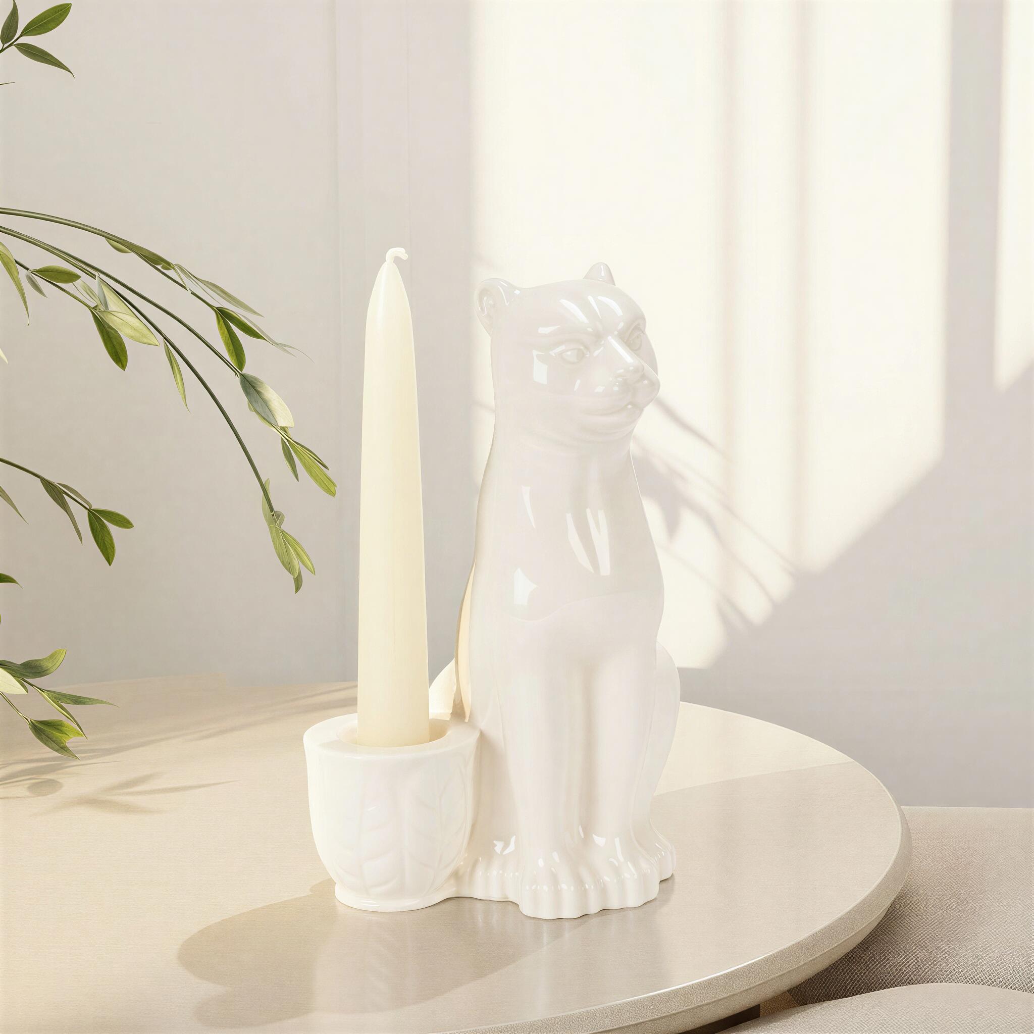 Storied Home Leopard Shaped Taper Candle Holder, , rollover