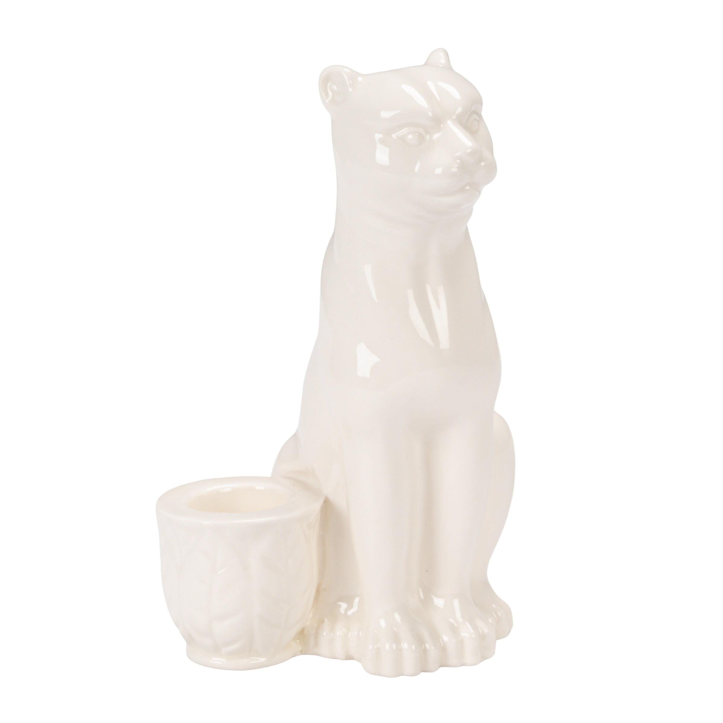Storied Home Leopard Shaped Taper Candle Holder, , large