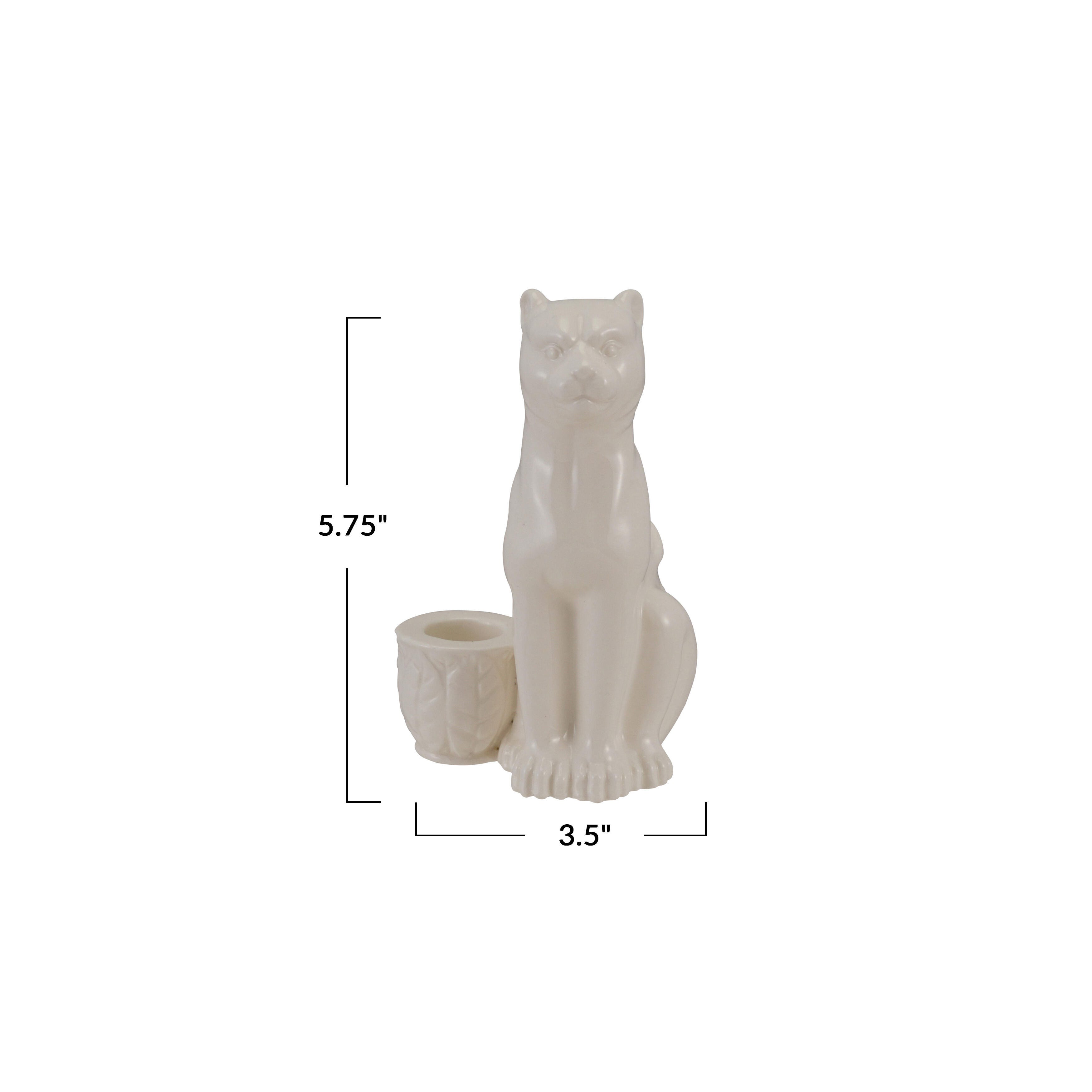 Storied Home Leopard Shaped Taper Candle Holder, , large