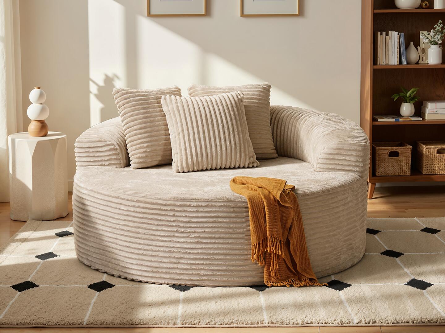 HOMLUX Oversized Accent Chair, Beige, rollover