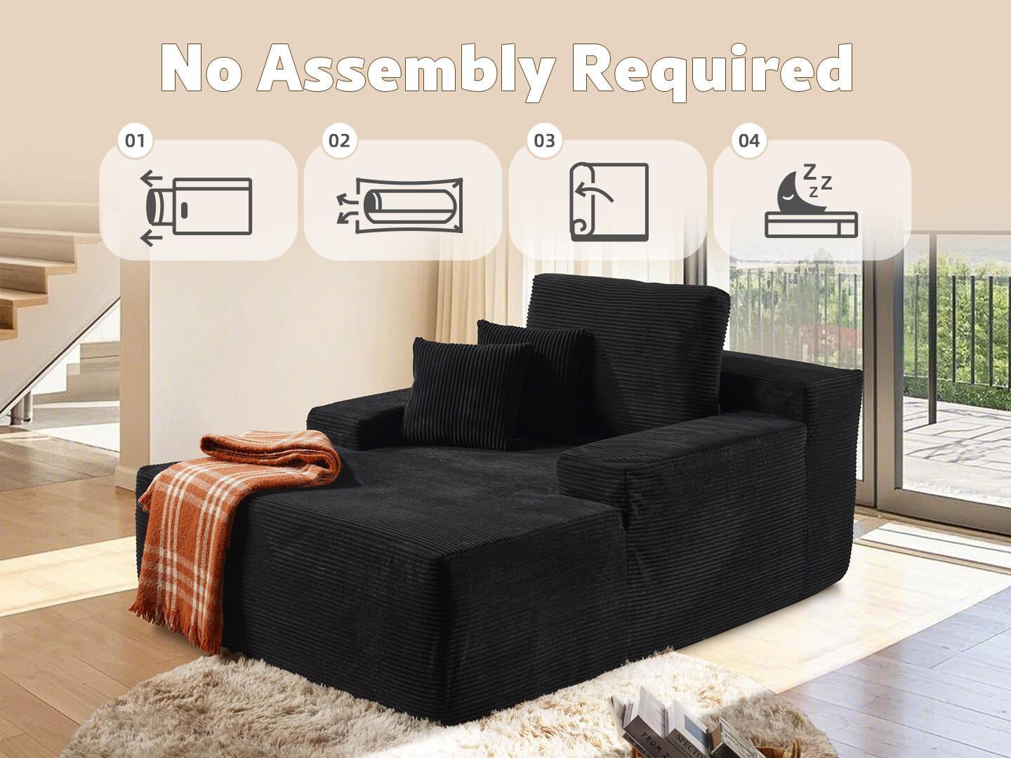 HOMLUX Textured Oversized Chaise, , large