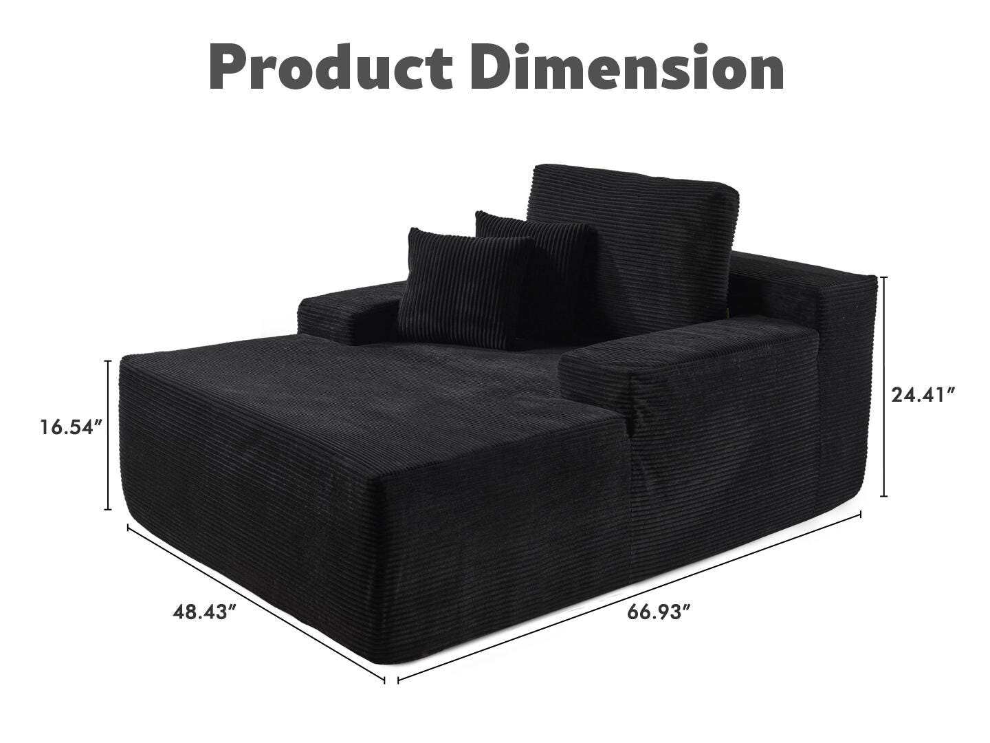 HOMLUX Textured Oversized Chaise, , large
