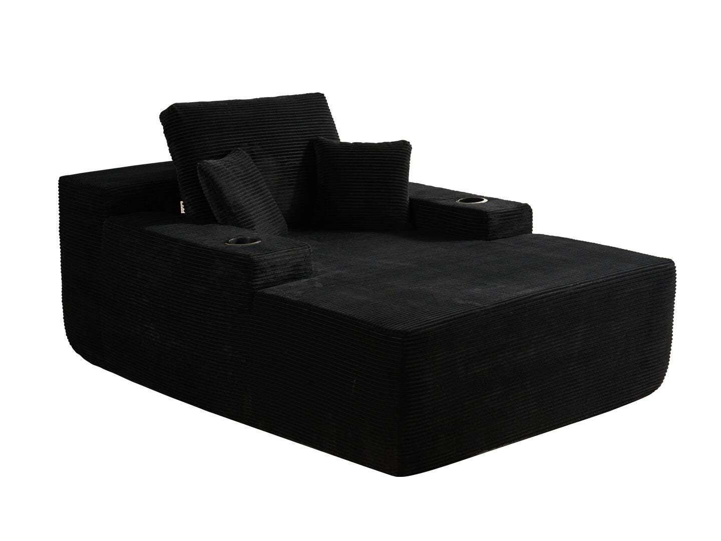 HOMLUX Oversized Chaise, Black, large