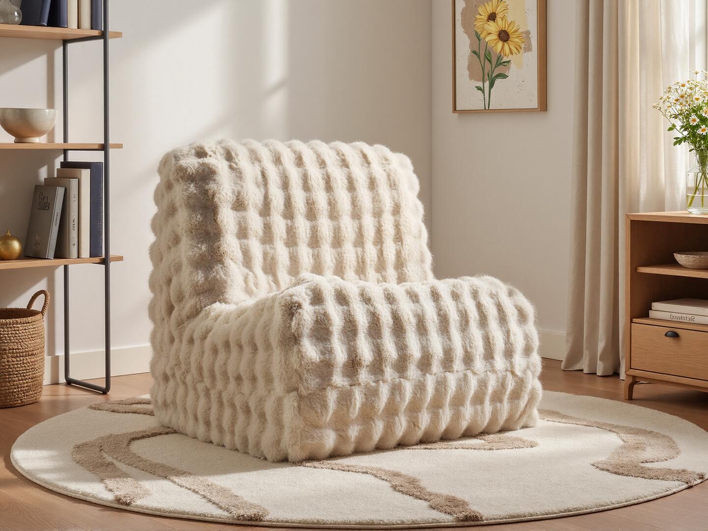 HOMLUX Accent Chair, Ivory, rollover