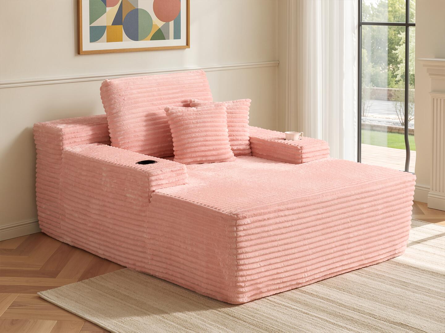 HOMLUX Oversized Chaise, Pink, rollover
