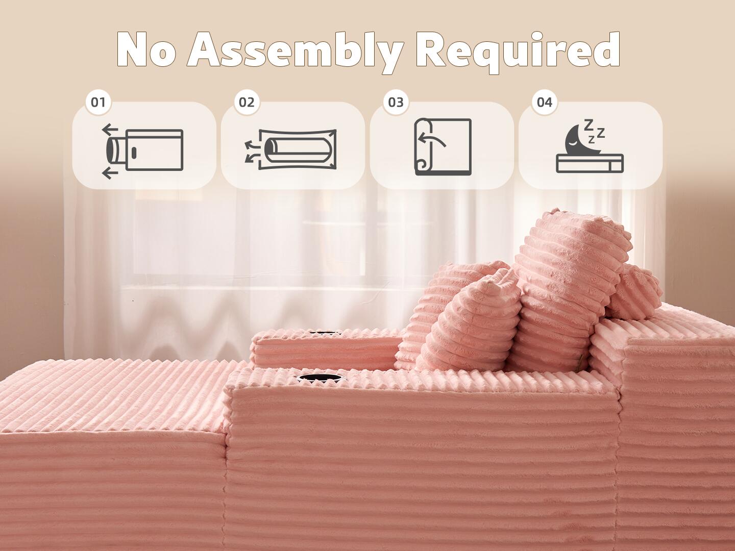 HOMLUX Oversized Chaise, Pink, large