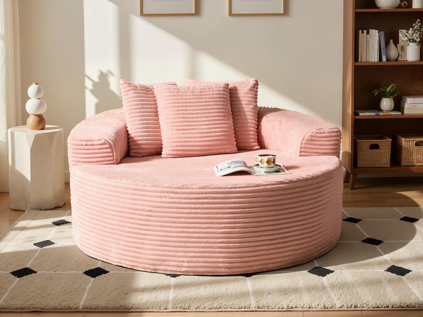 HOMLUX Oversized Accent Chair, Pink, rollover
