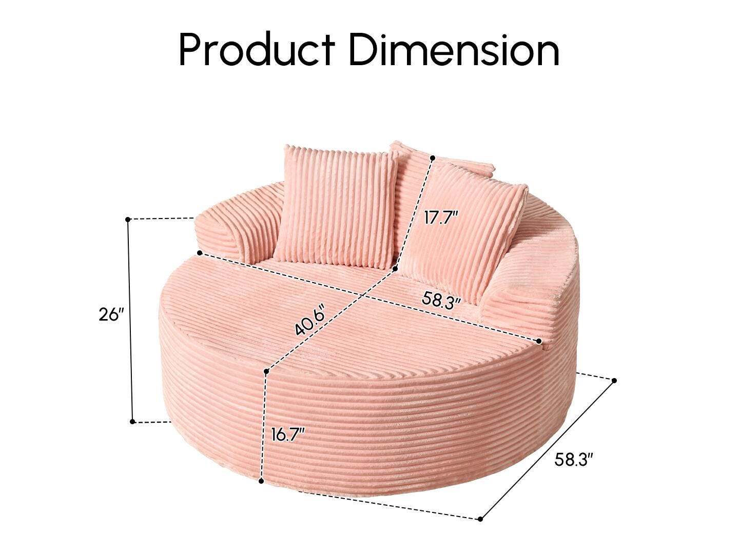 HOMLUX Oversized Accent Chair, Pink, large