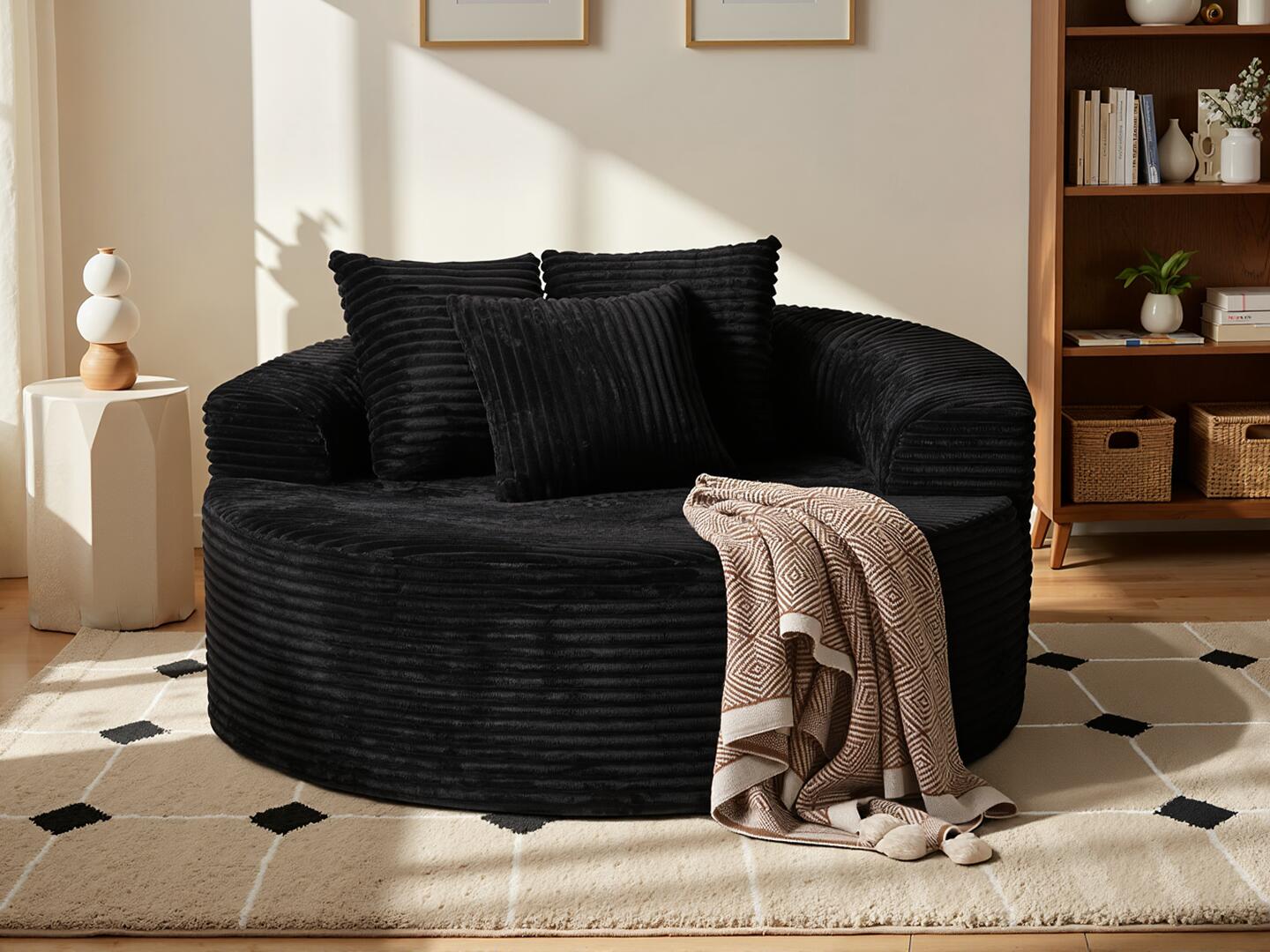 HOMLUX Oversized Accent Chair, Black, rollover