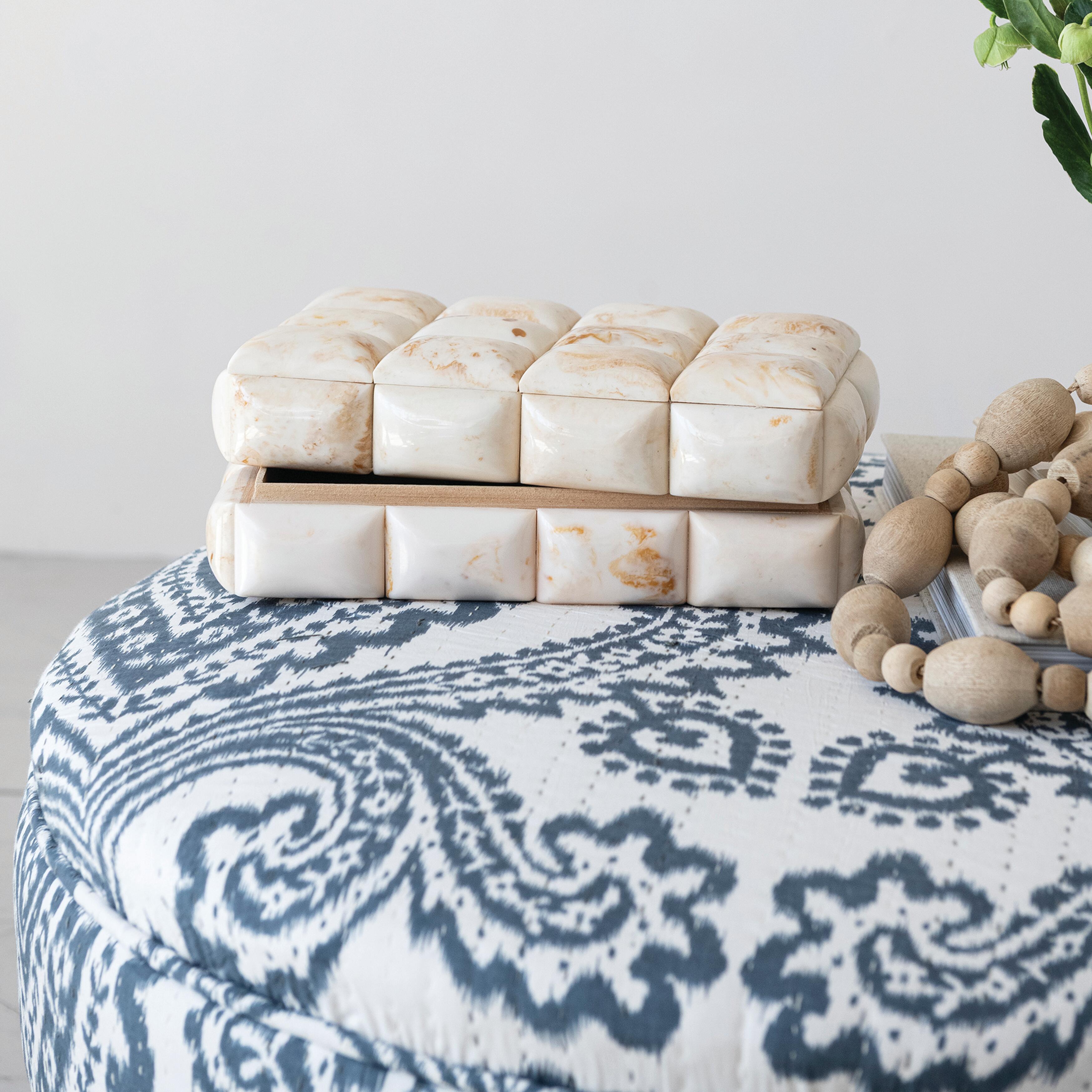 Storied Home Abstract Decorative Box, Ivory/Brown, rollover