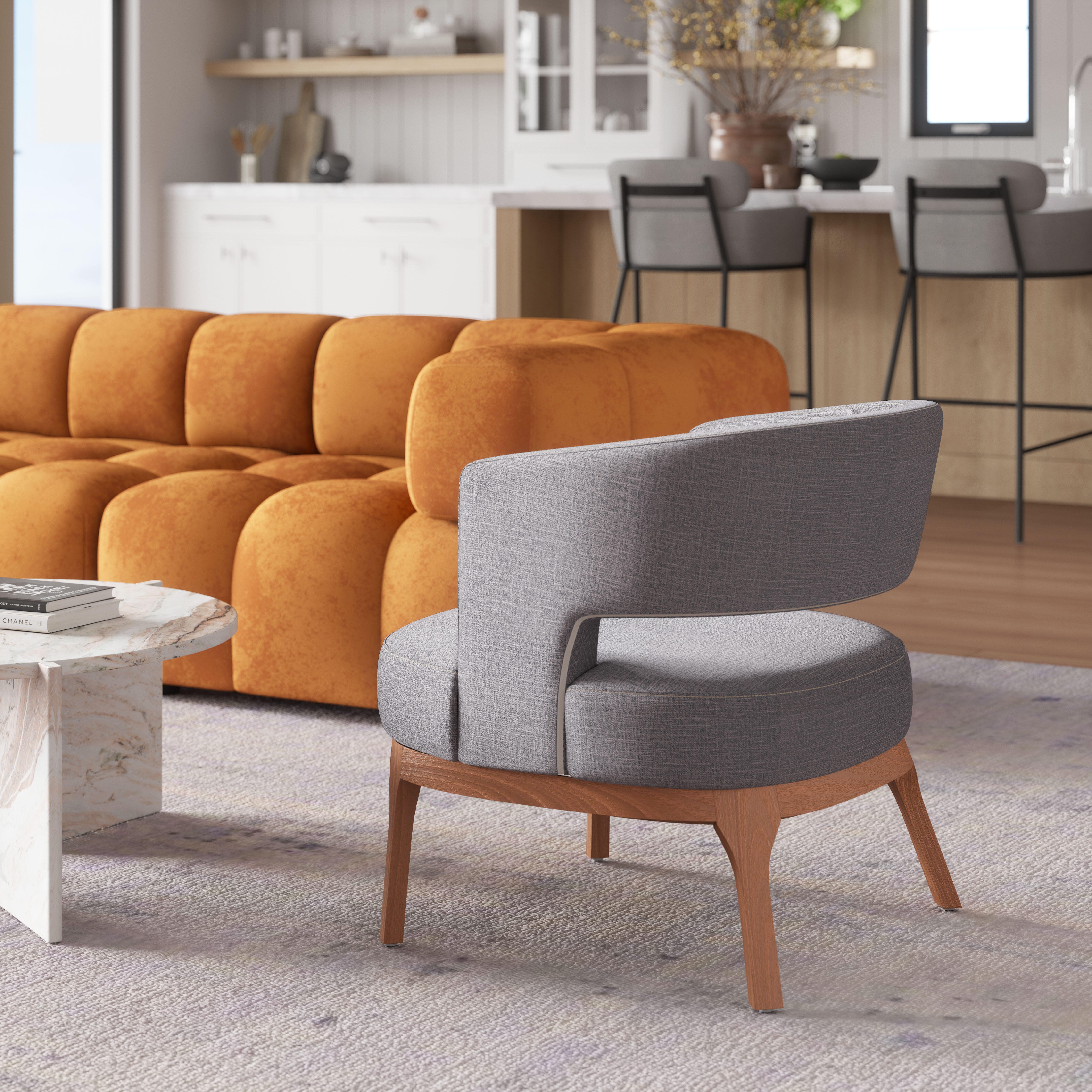 Erika Home Penryn Accent Chair, Slate Gray, large