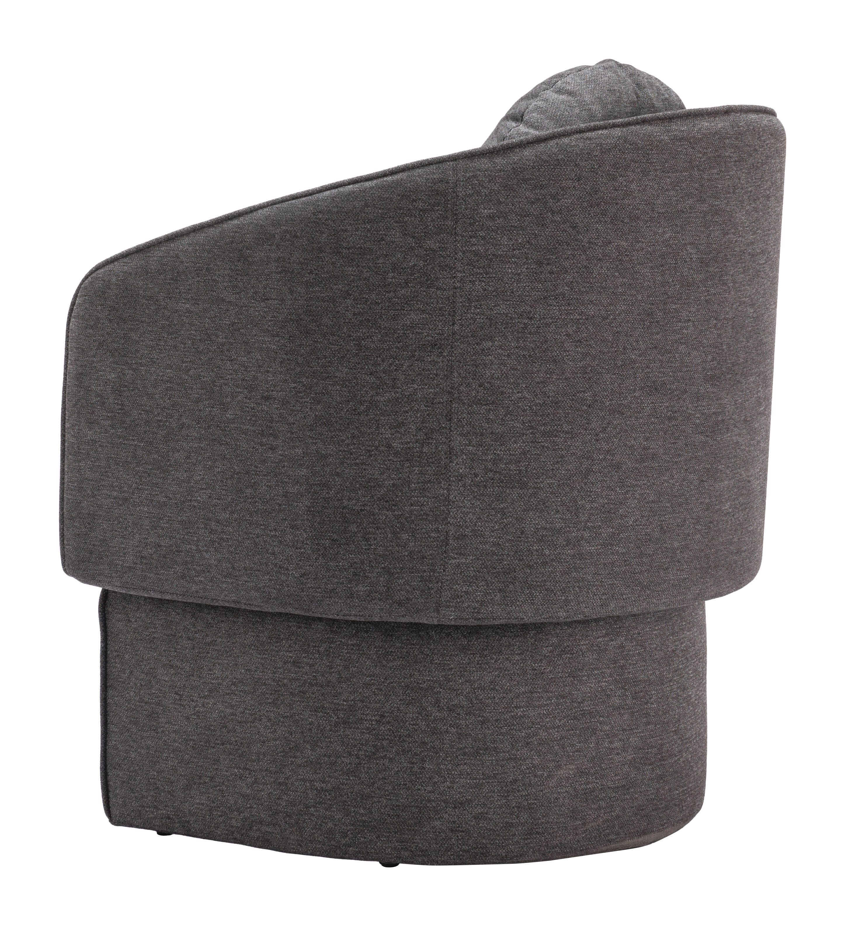 Close-up detail of the upholstered backrest of the accent chair.