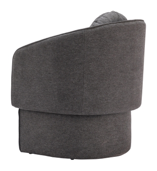Close-up detail of the upholstered backrest of the accent chair.