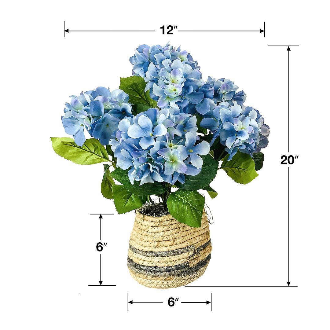 LCG Florals Faux Hydrangeas Plant, Blue/Beige, large