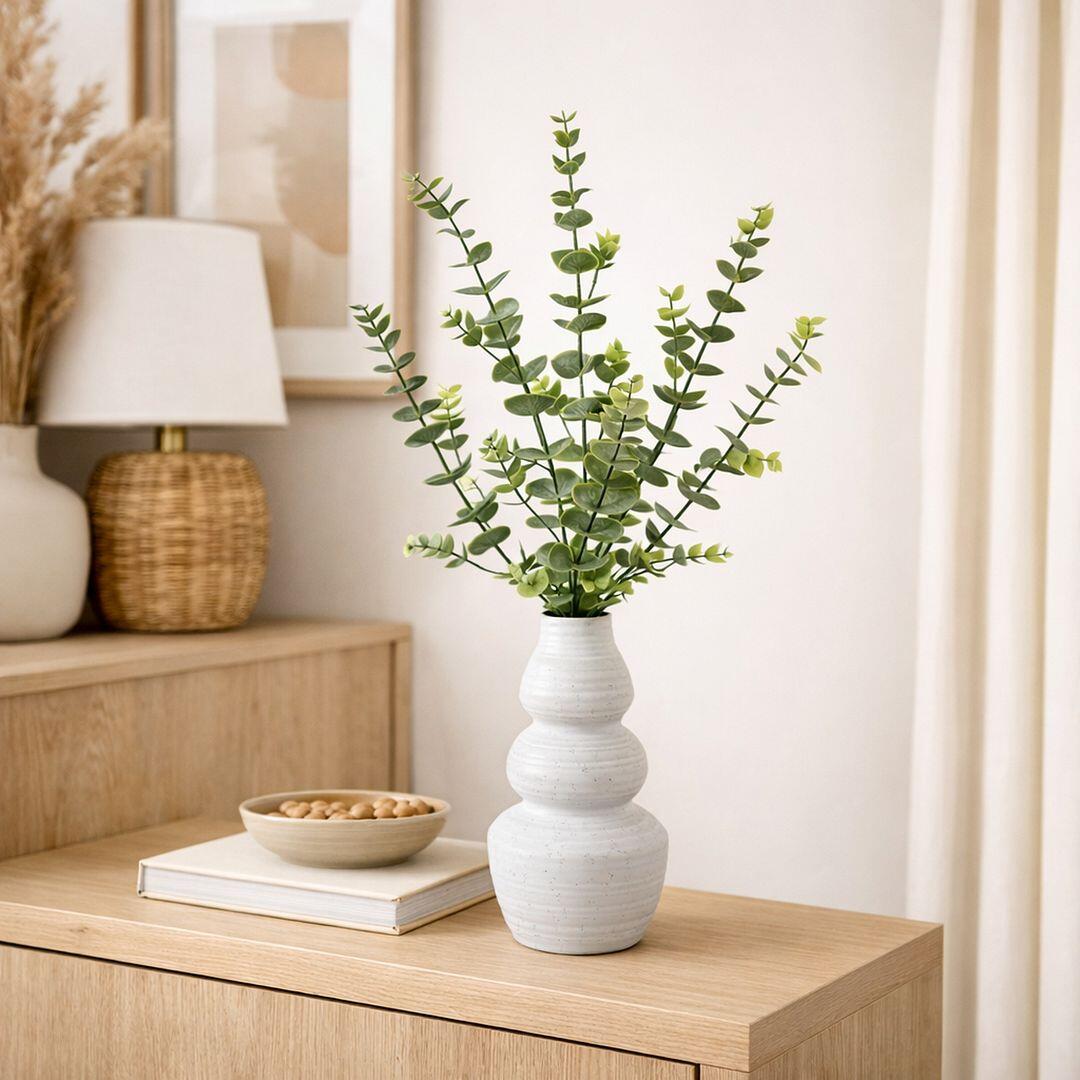 LCG Florals 28" Spiral Eucalyptus Arrangement with Vase, White, rollover